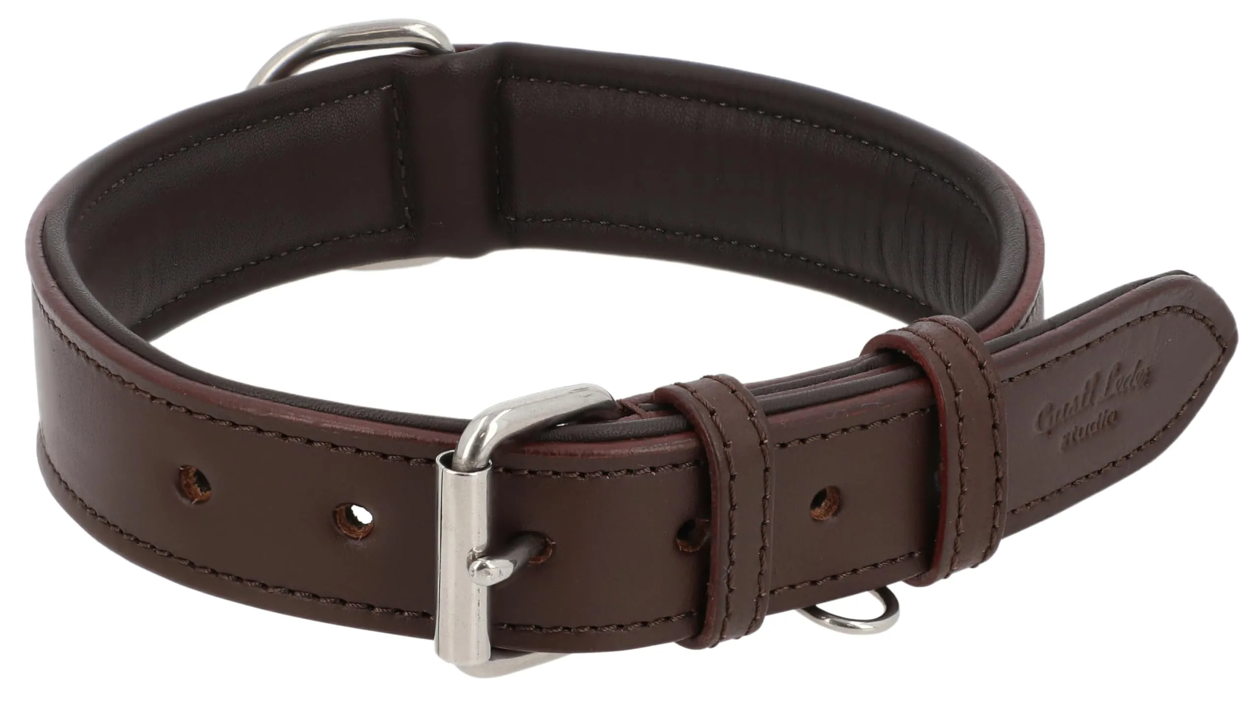 Gusti Jacky - Collare in pelle per cani a quattro zampe, taglia XL, marrone scuro - immagine 1