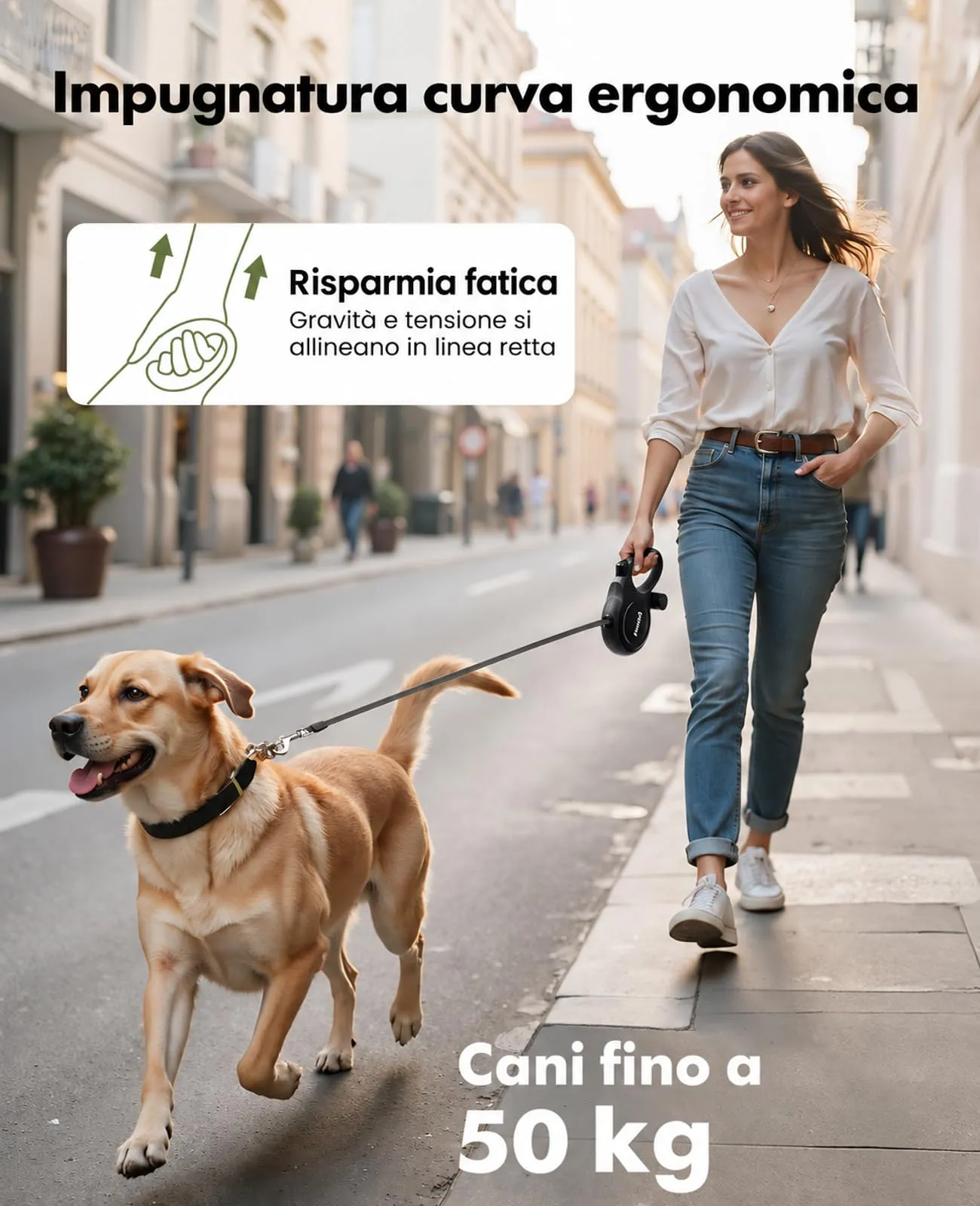 Pecute Guinzaglio per Cani Allungabile 8 metri Per Cani fino a 15-50 kg - immagine 3