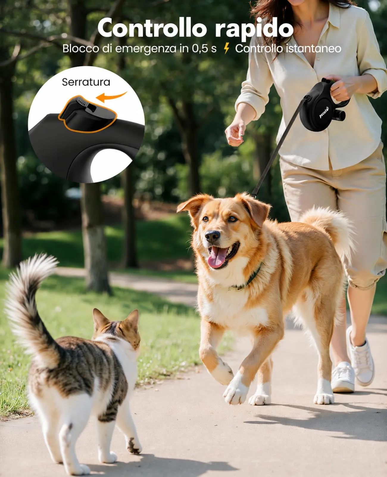 Pecute Guinzaglio per Cani Allungabile 8 metri Per Cani fino a 15-50 kg - immagine 5