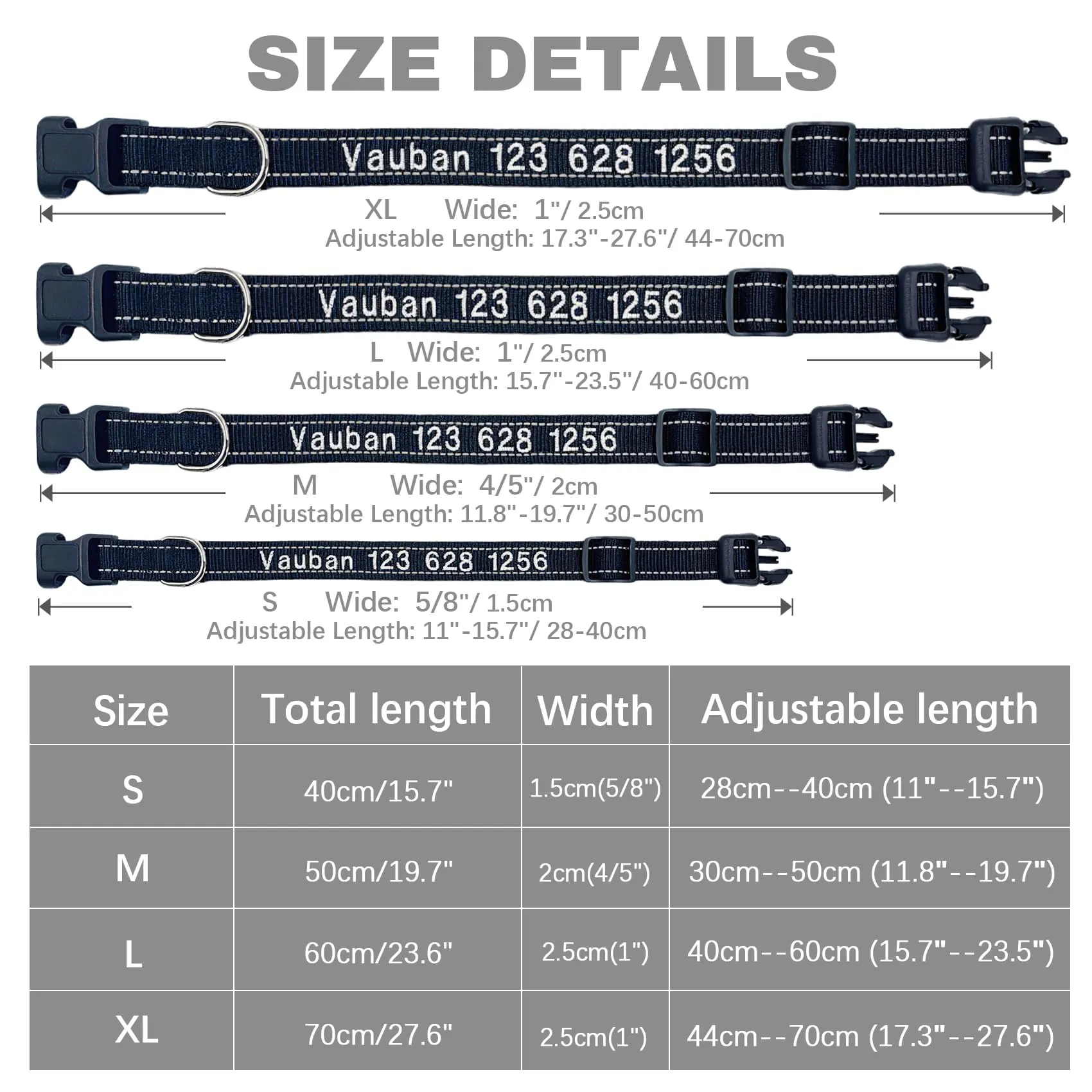 Collare Personalizzato Cane con Nome Ricamato, Riflettente Regolabile Nylon - immagine 7