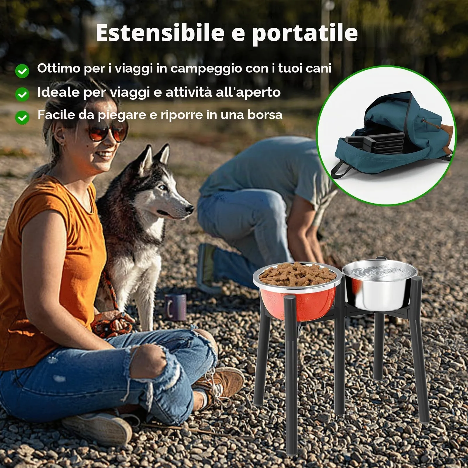 Supporto per Ciotola per Cani Rialzato per Cani di Taglia Grande, Larghezza Regolabile 17.8-27 cm, Altezza 34.8 cm, Supporto per Cibo e Acqua per Cani, Ciotola Non Inclusa - immagine 6