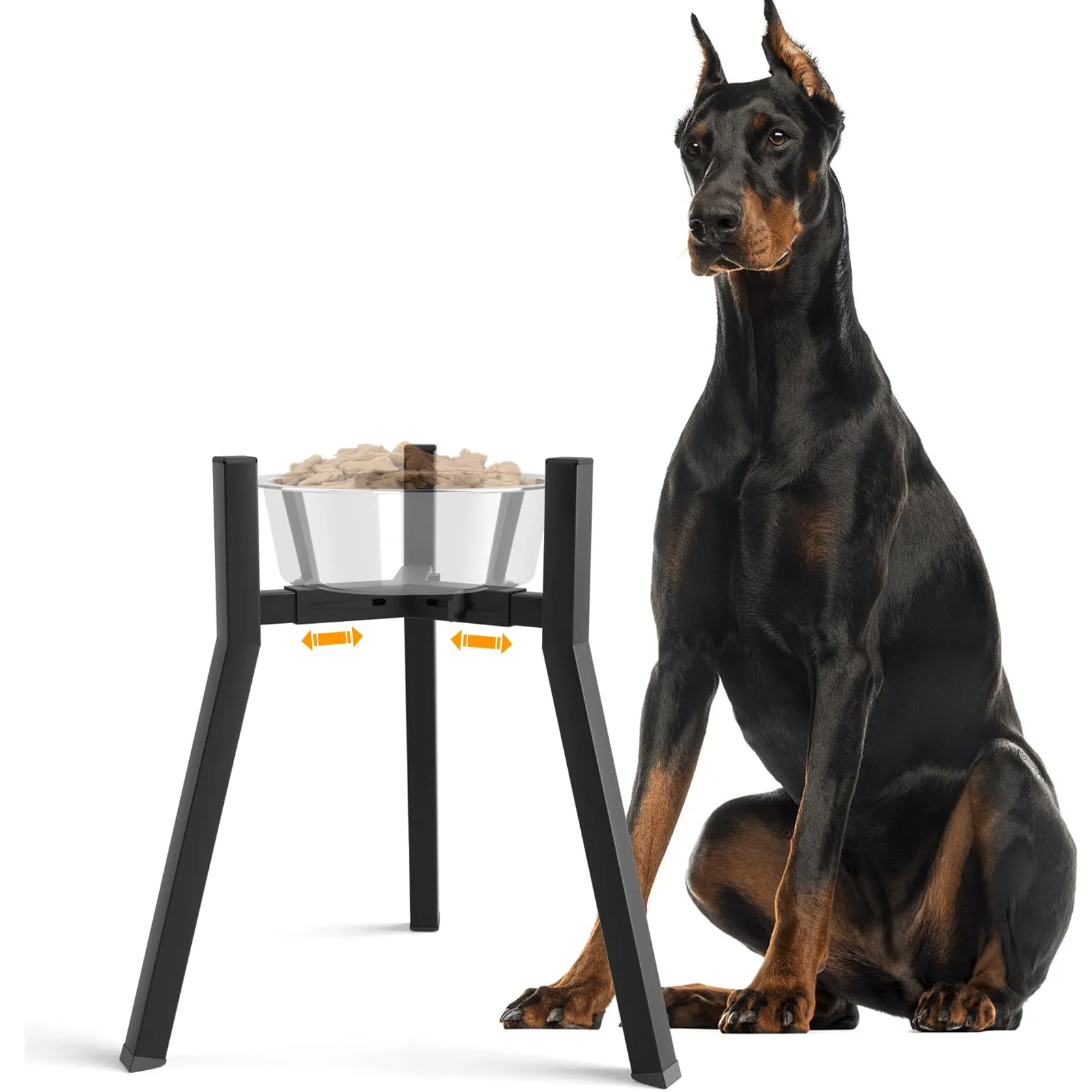 Supporto rialzato per cani di taglia grande, larghezza regolabile 20,8-32 cm, altezza 42,9 cm, supporto per acqua per cibo per cani rialzato, ciotola non inclusa - immagine 1