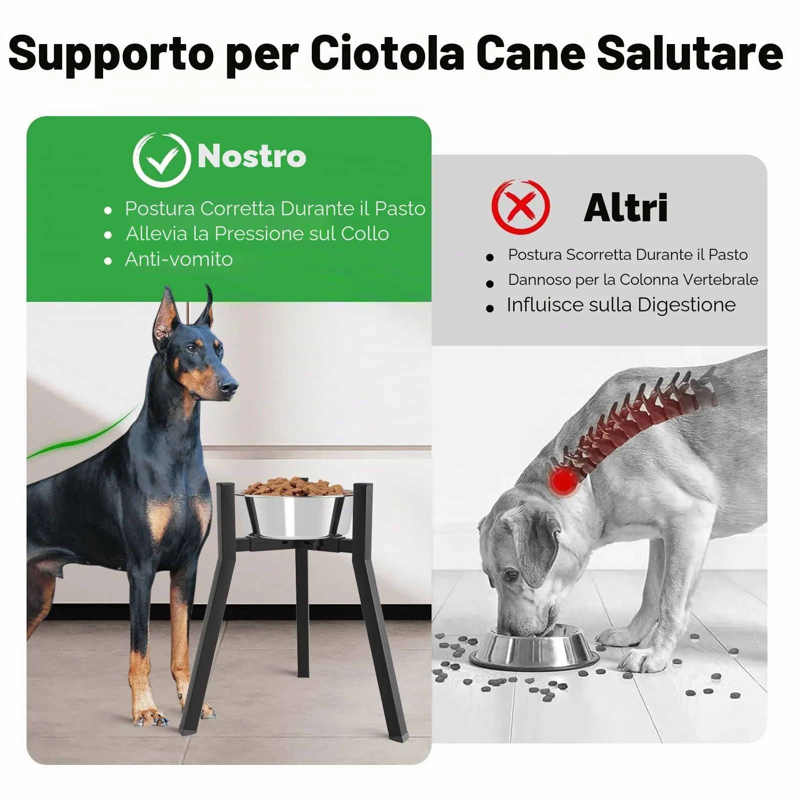 Supporto rialzato per cani di taglia grande, larghezza regolabile 20,8-32 cm, altezza 42,9 cm, supporto per acqua per cibo per cani rialzato, ciotola non inclusa - immagine 2