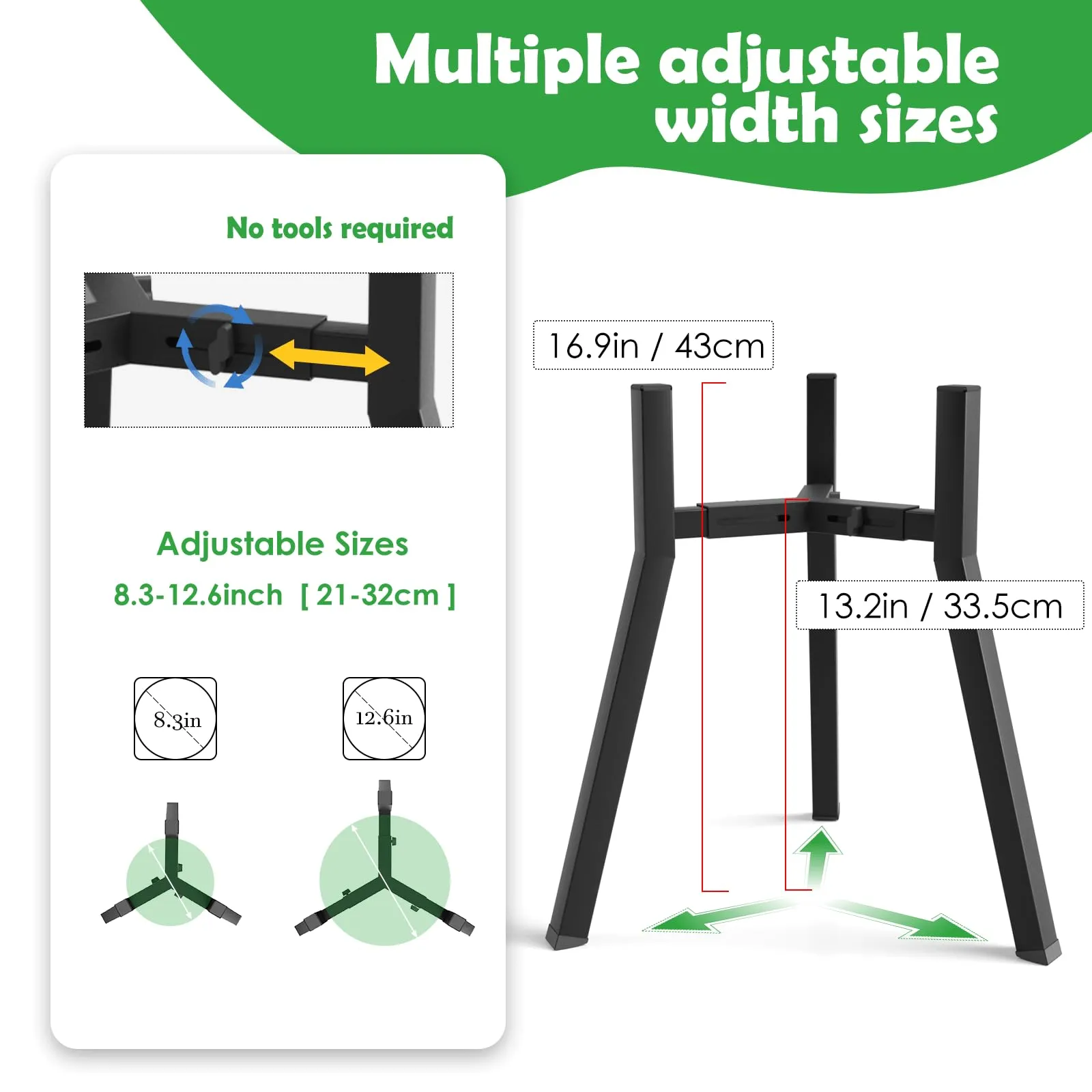 Supporto rialzato per cani di taglia grande, larghezza regolabile 20,8-32 cm, altezza 42,9 cm, supporto per acqua per cibo per cani rialzato, ciotola non inclusa - immagine 3