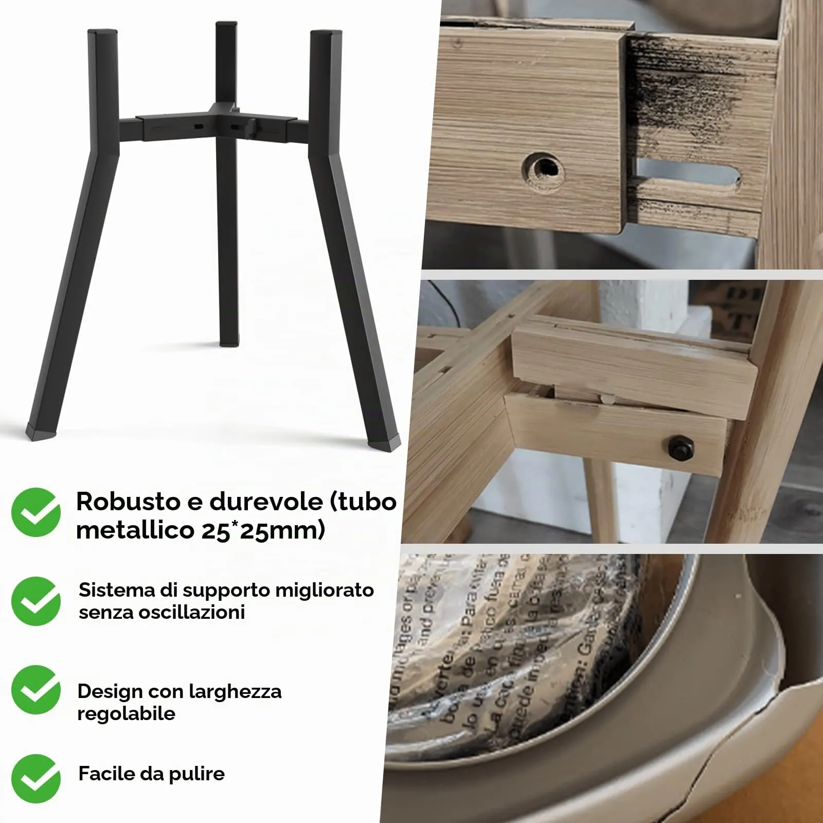 Supporto rialzato per cani di taglia grande, larghezza regolabile 20,8-32 cm, altezza 42,9 cm, supporto per acqua per cibo per cani rialzato, ciotola non inclusa - immagine 5