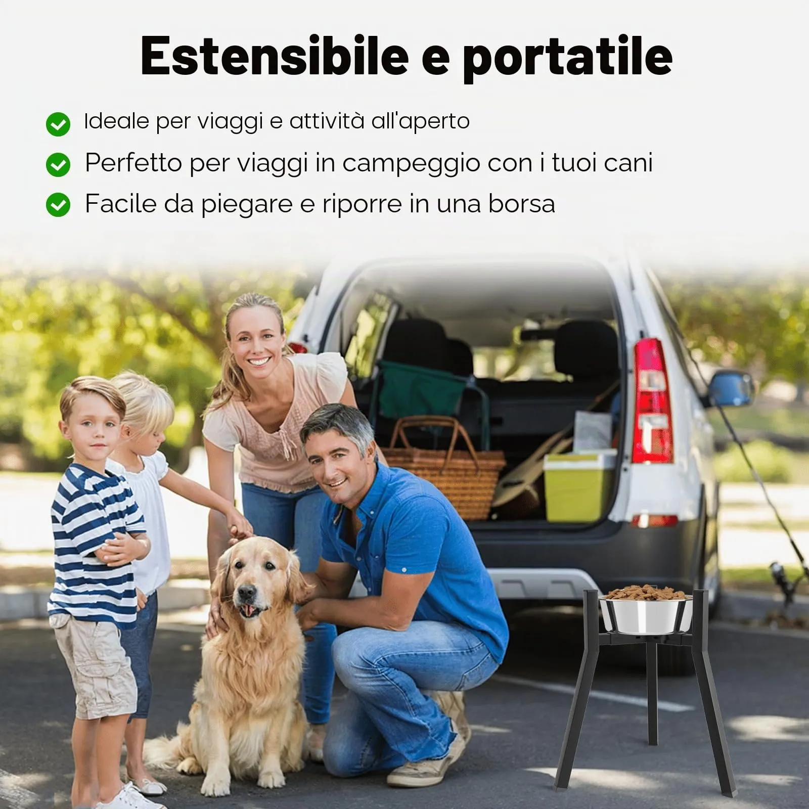 Supporto rialzato per cani di taglia grande, larghezza regolabile 20,8-32 cm, altezza 42,9 cm, supporto per acqua per cibo per cani rialzato, ciotola non inclusa - immagine 6