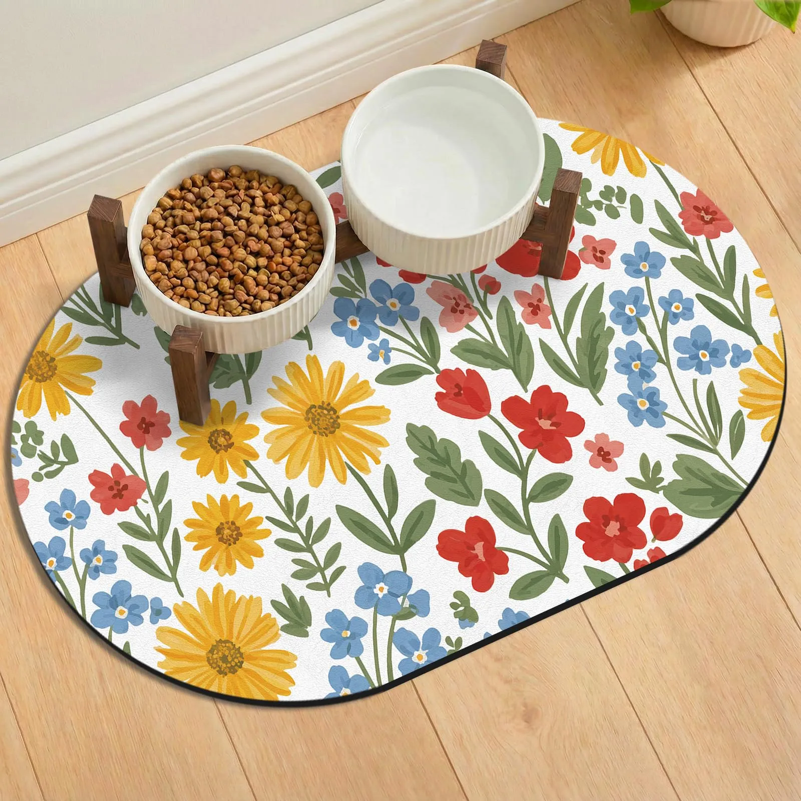 METEOROCK Tappetino Ciotola Cane, 61x40,5 cm Tappetino Ciotole Gatto Antiscivolo, Sottociotola Gatto Facile da Pulire Domestici Progettato per Più Animali Domestici, Adatto Ciotole Doppie - immagine 1
