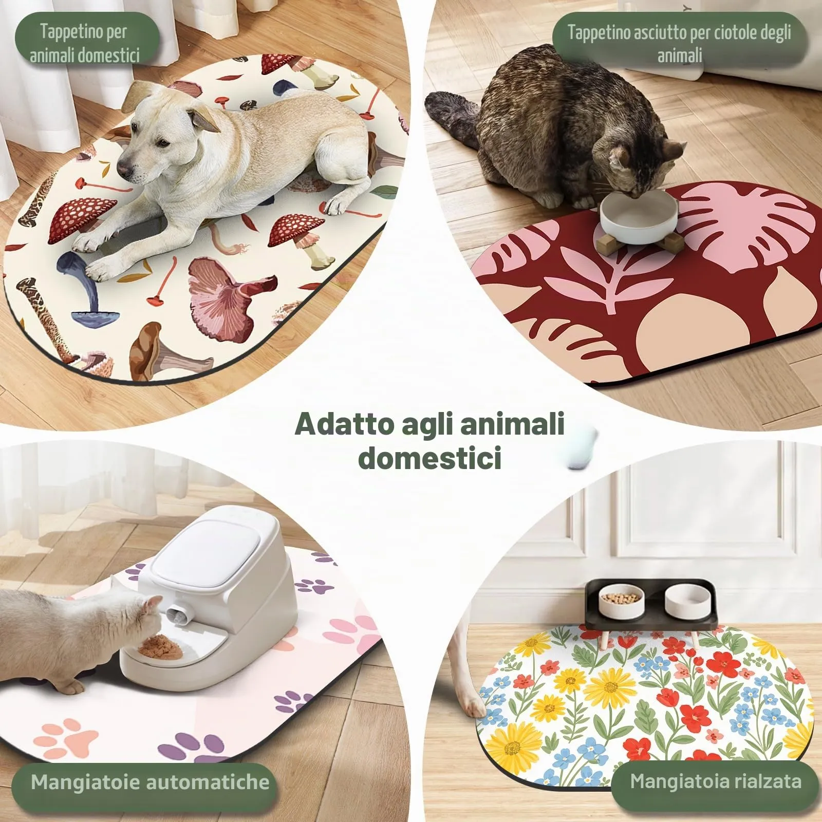 METEOROCK Tappetino Ciotola Cane, 61x40,5 cm Tappetino Ciotole Gatto Antiscivolo, Sottociotola Gatto Facile da Pulire Domestici Progettato per Più Animali Domestici, Adatto Ciotole Doppie - immagine 6