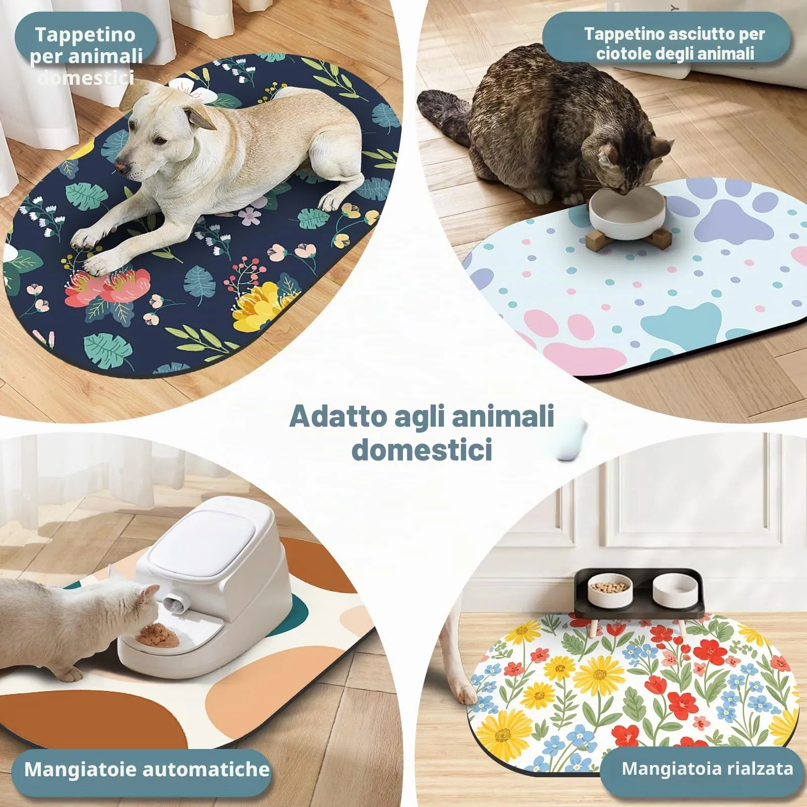 METEOROCK Tappetino Ciotole Gatto Assorbente, 61x40,5 cm Tappetino Sottociotola per Cani Antiscivolo per Pavimenti, Sottociotola per Cani Progettato per Famiglie Con Più Animali Domestici - immagine 6