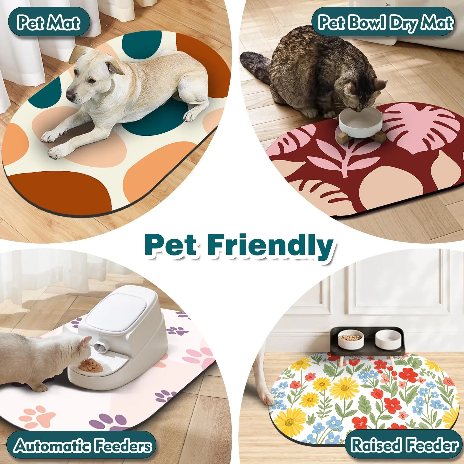 METEOROCK Tappetino Ciotole Gatto Assorbente, 61x40,5 cm Tappetino Sottociotola per Cani Antiscivolo per Pavimenti, Sottociotola per Cani Progettato per Famiglie Con Più Animali Domestici - immagine 6
