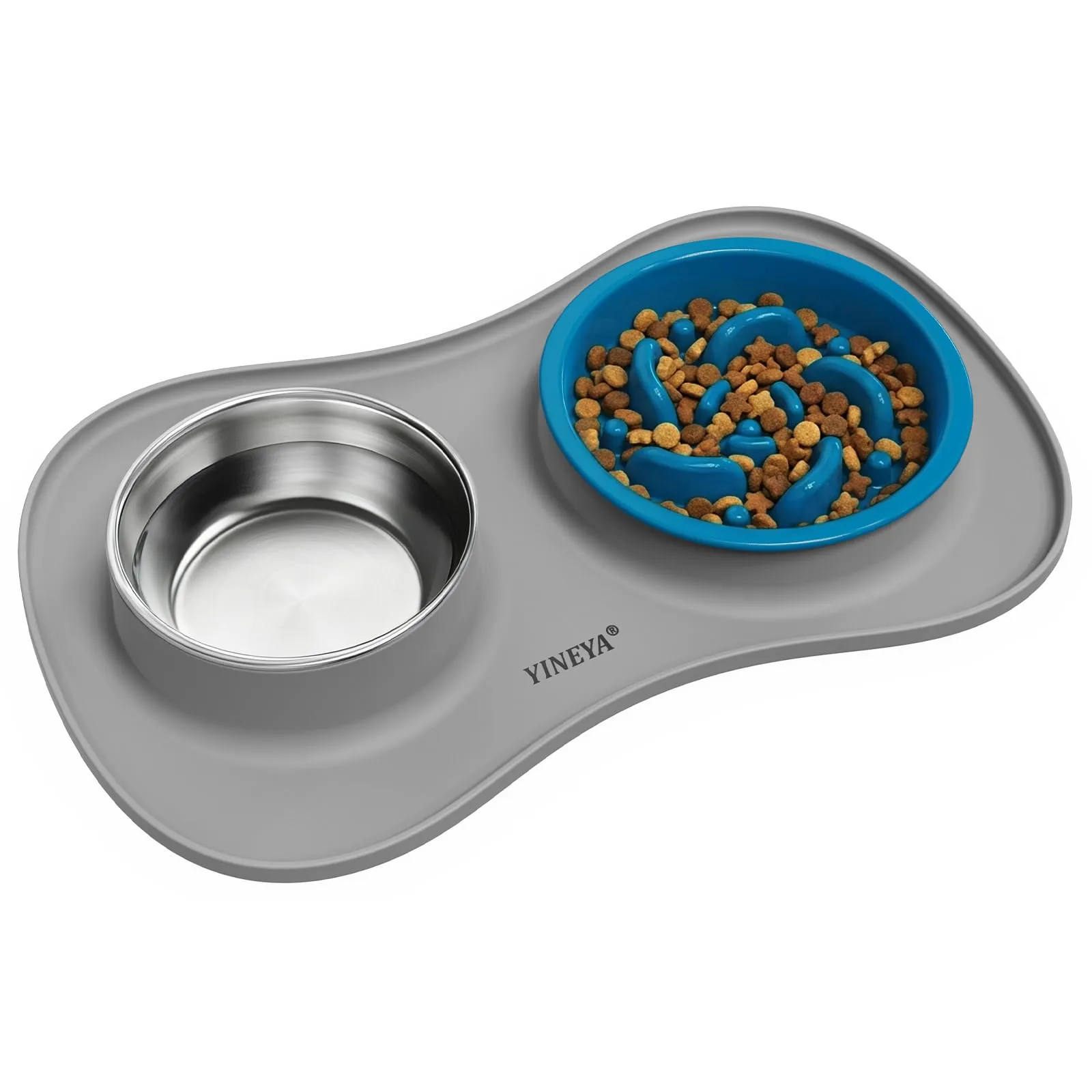 YINEYA ciotole per cani set 3 in 1, ciotola anti ingozzamento cane, ciotole per gatti, include un pieghevole tappetino ciotola cane, adatto per cibo secco e umido e per tutte le razze di cani/gatti - immagine 1
