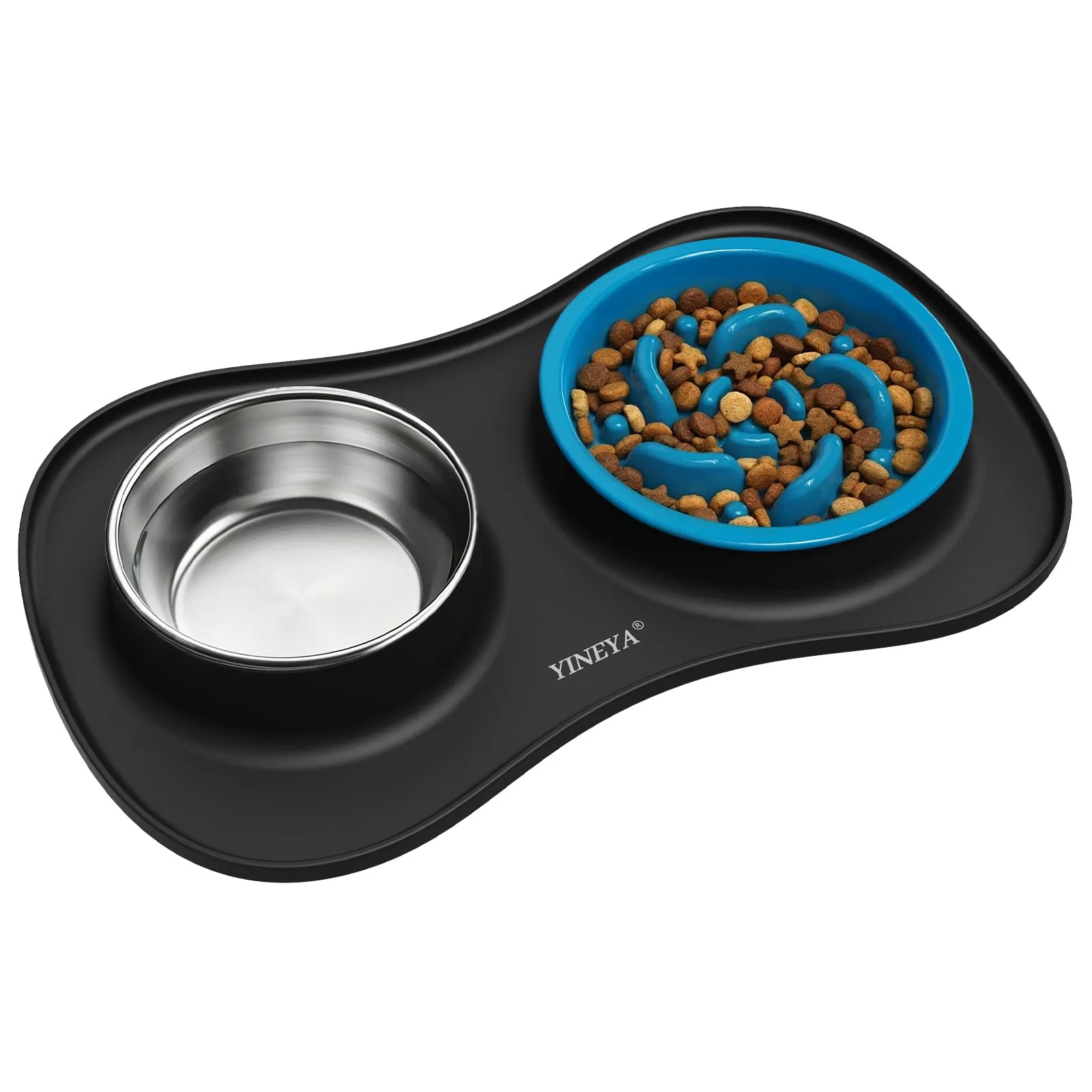 YINEYA ciotole per cani set 3 in 1, ciotola anti ingozzamento cane, ciotole per gatti, include un pieghevole tappetino ciotola cane, adatto per cibo secco e umido e per tutte le razze di cani/gatti - immagine 1