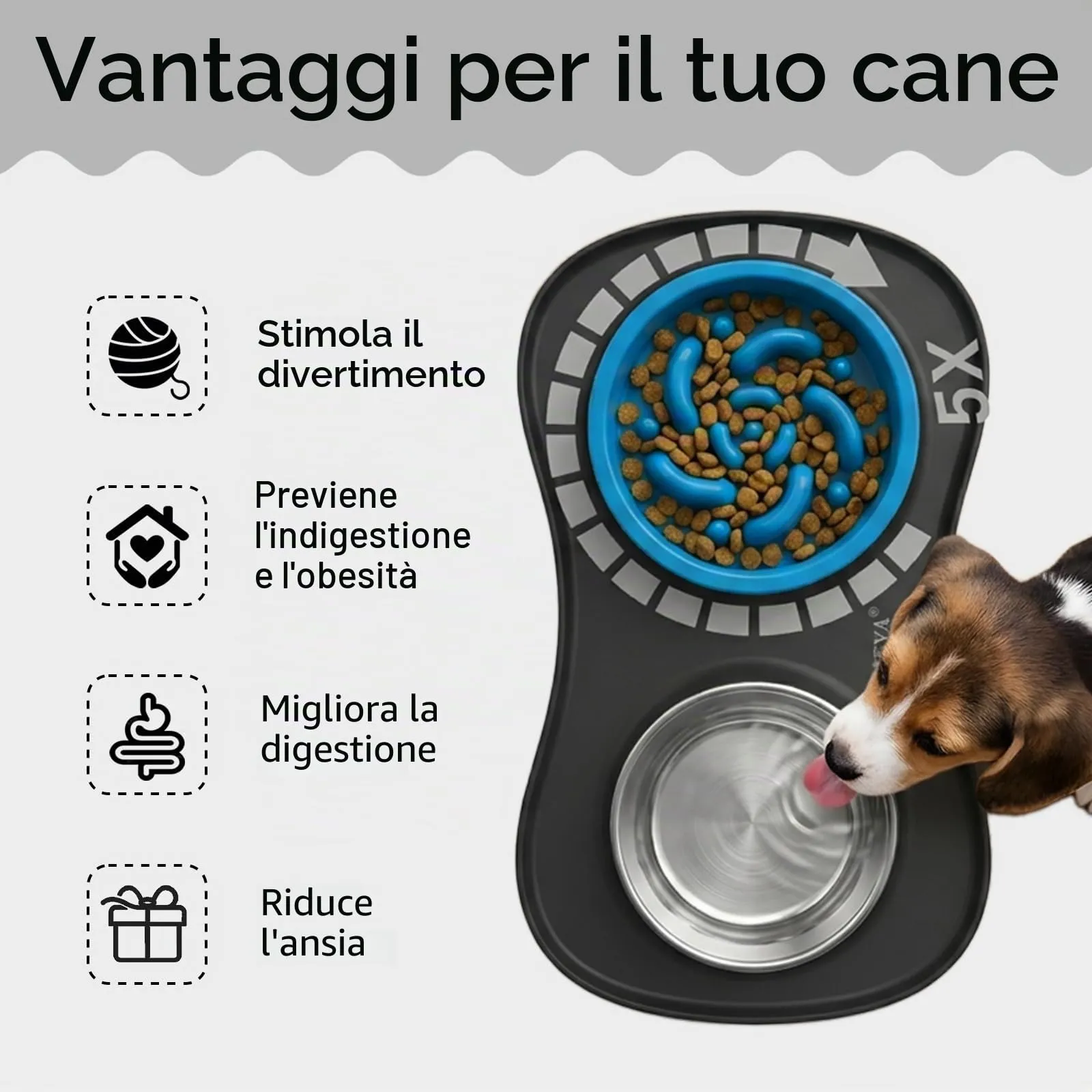 YINEYA ciotole per cani set 3 in 1, ciotola anti ingozzamento cane, ciotole per gatti, include un pieghevole tappetino ciotola cane, adatto per cibo secco e umido e per tutte le razze di cani/gatti - immagine 3