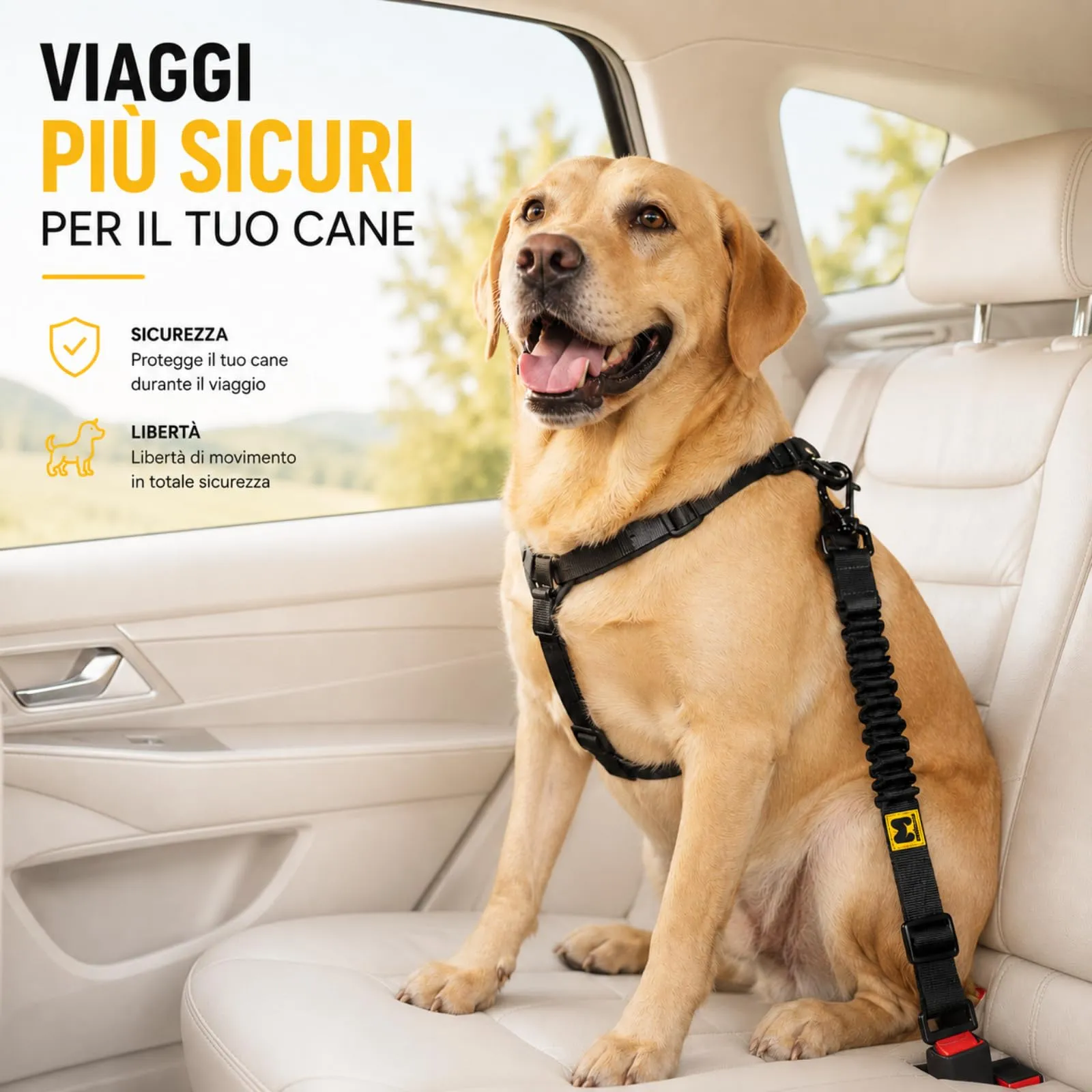 MORELOW Cintura Auto Per Cani - Cintura di Sicurezza per Cani Elastica Anti Shock che Riduce gli Strappi - Regolabile con Gancio Rinforzato - Compatibile con Tutte le Auto - immagine 3