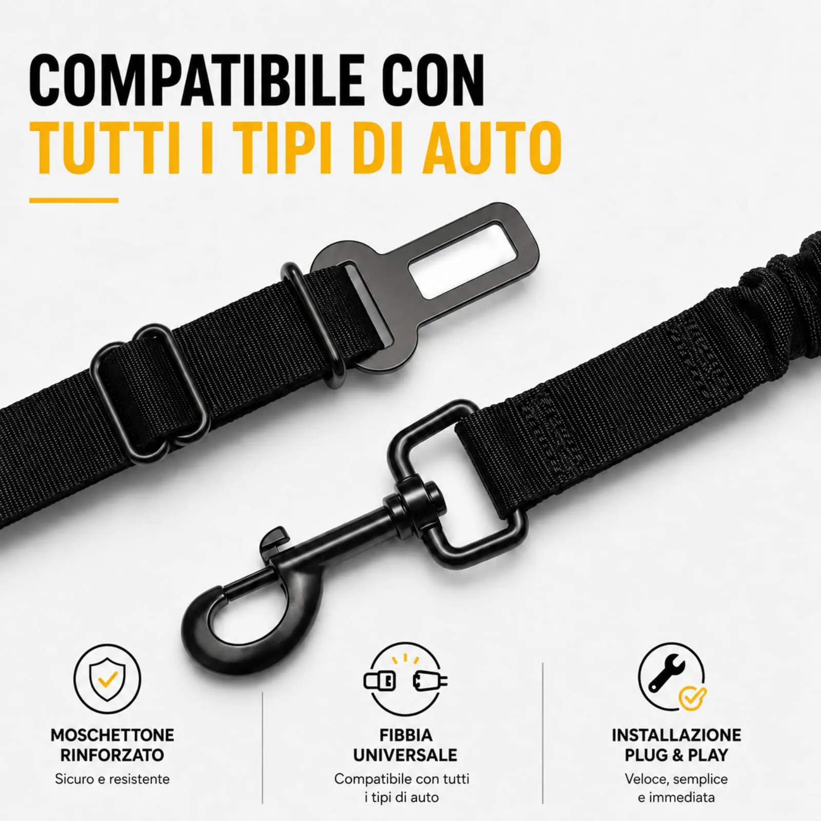 MORELOW Cintura Auto Per Cani - Cintura di Sicurezza per Cani Elastica Anti Shock che Riduce gli Strappi - Regolabile con Gancio Rinforzato - Compatibile con Tutte le Auto - immagine 4