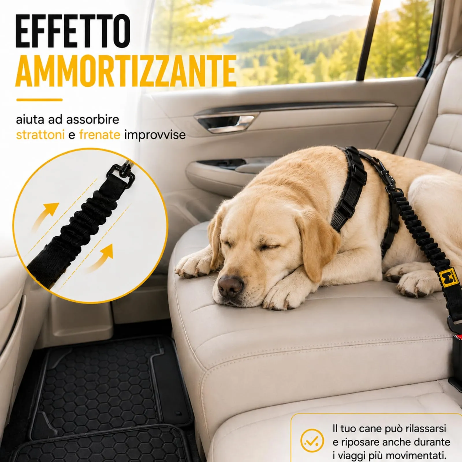 MORELOW Cintura Auto Per Cani - Cintura di Sicurezza per Cani Elastica Anti Shock che Riduce gli Strappi - Regolabile con Gancio Rinforzato - Compatibile con Tutte le Auto - immagine 5