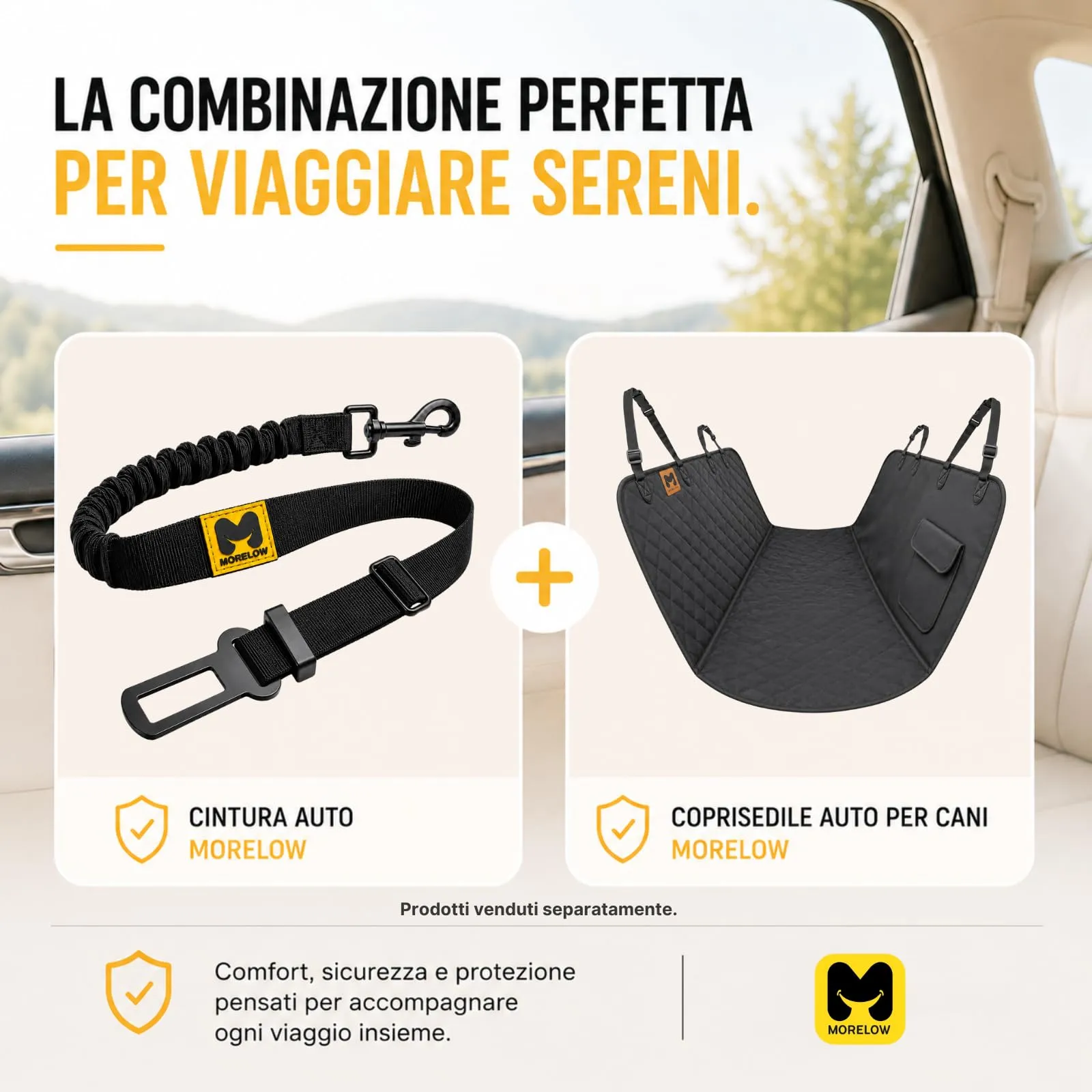 MORELOW Cintura Auto Per Cani - Cintura di Sicurezza per Cani Elastica Anti Shock che Riduce gli Strappi - Regolabile con Gancio Rinforzato - Compatibile con Tutte le Auto - immagine 7