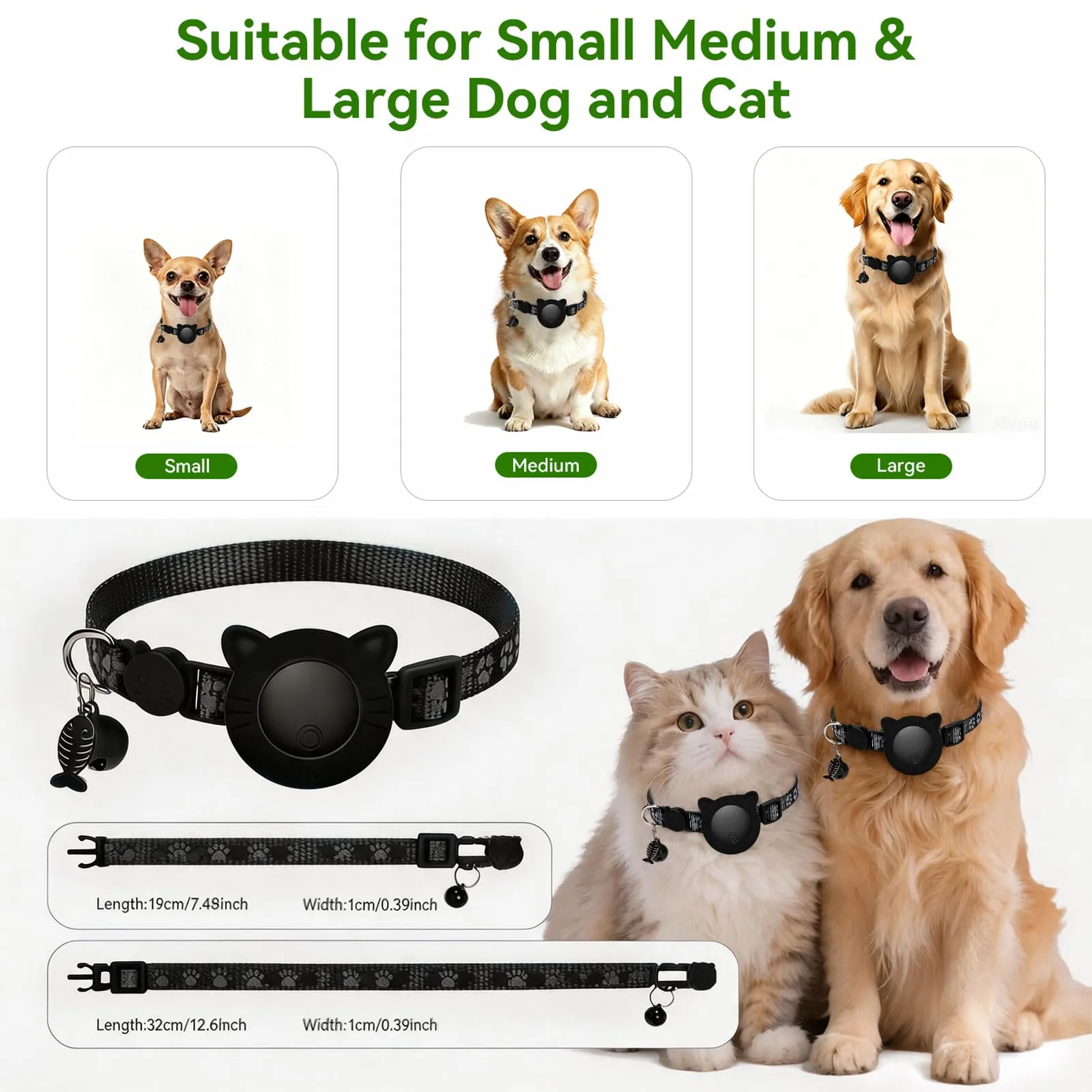 Collare GPS per Gatti, Gemini AI GPS per Cani Senza Abbonamento, Regolabile Localizzatore GPS Cani Tracciamento Compatibile con iOS e Android, Riflesso Notturno Smart Tag per Gatti - immagine 5