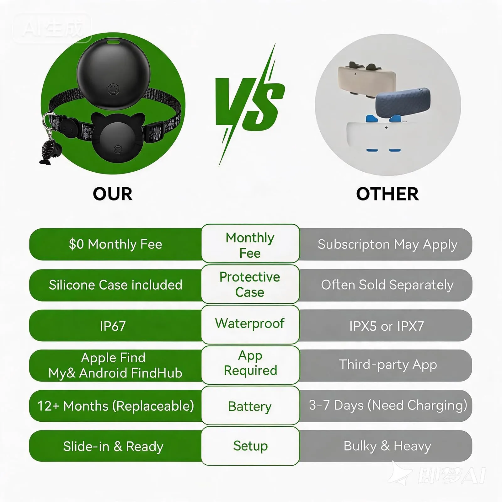 Collare GPS per Gatti, Gemini AI GPS per Cani Senza Abbonamento, Regolabile Localizzatore GPS Cani Tracciamento Compatibile con iOS e Android, Riflesso Notturno Smart Tag per Gatti - immagine 6