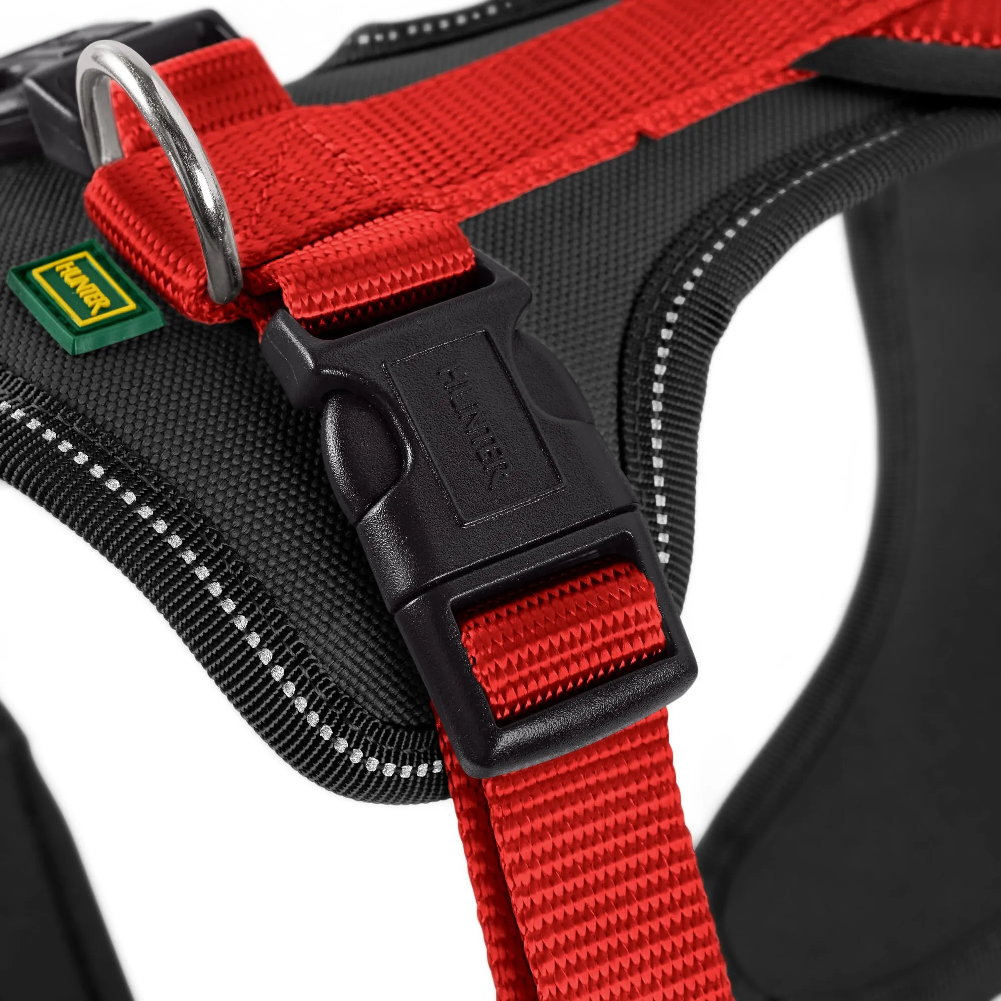 Hunter Pettorina in neoprene per cani, in nylon, con imbottitura morbida in neoprene, Rosso/Nero, 45-57/S - immagine 5