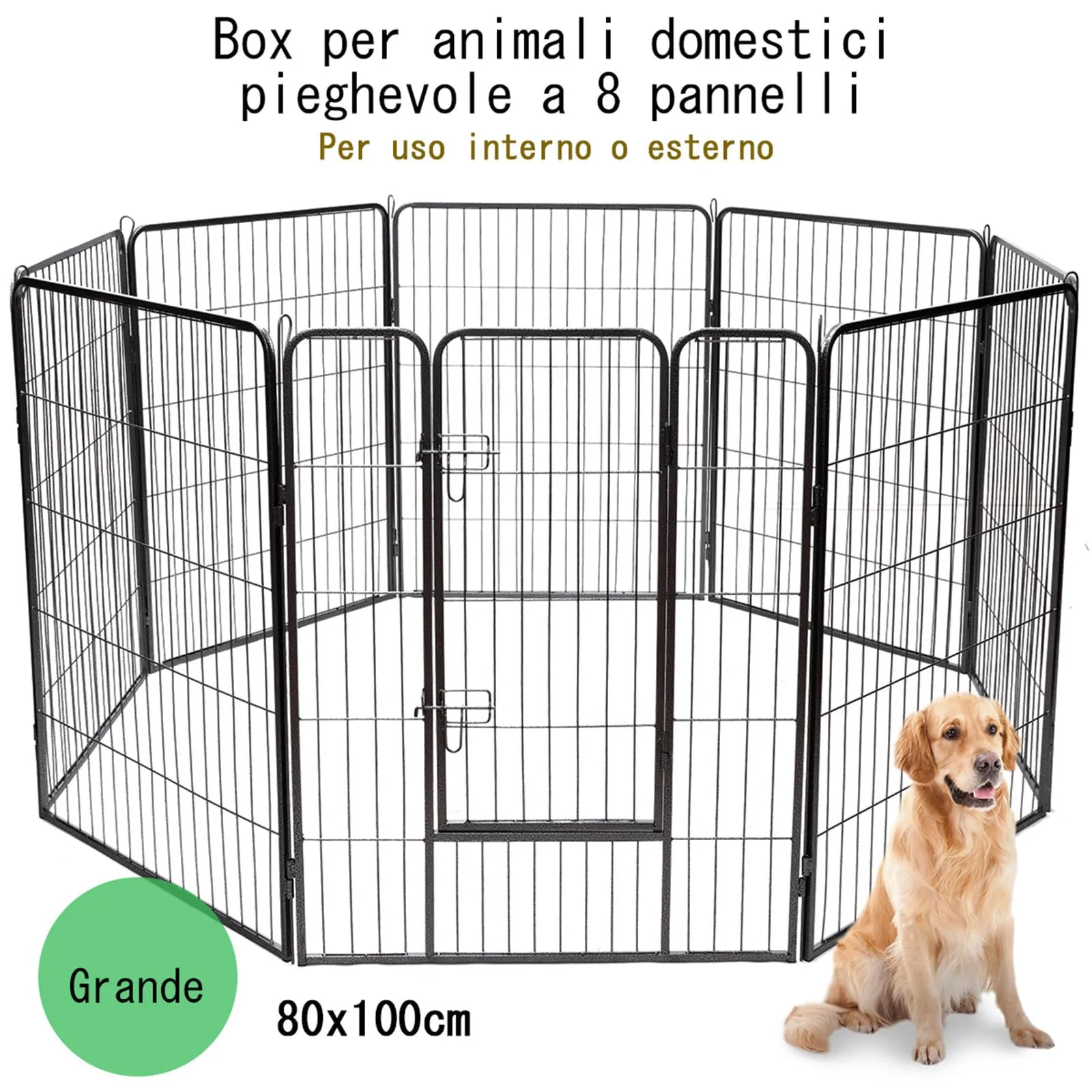 COSTWAY Recinto per Cani da Interno ed Esterno con 8 Pannelli di Metallo - immagine 4