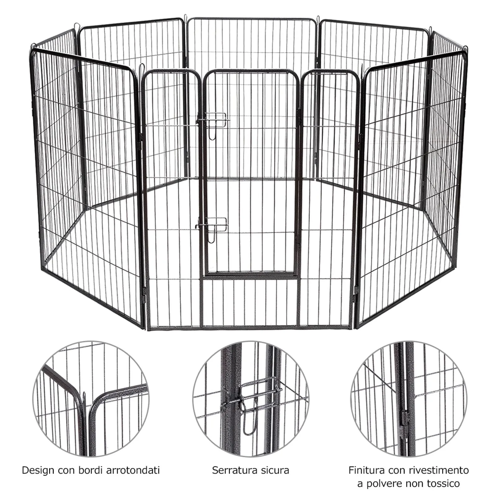 COSTWAY Recinto per Cani da Interno ed Esterno con 8 Pannelli di Metallo - immagine 5