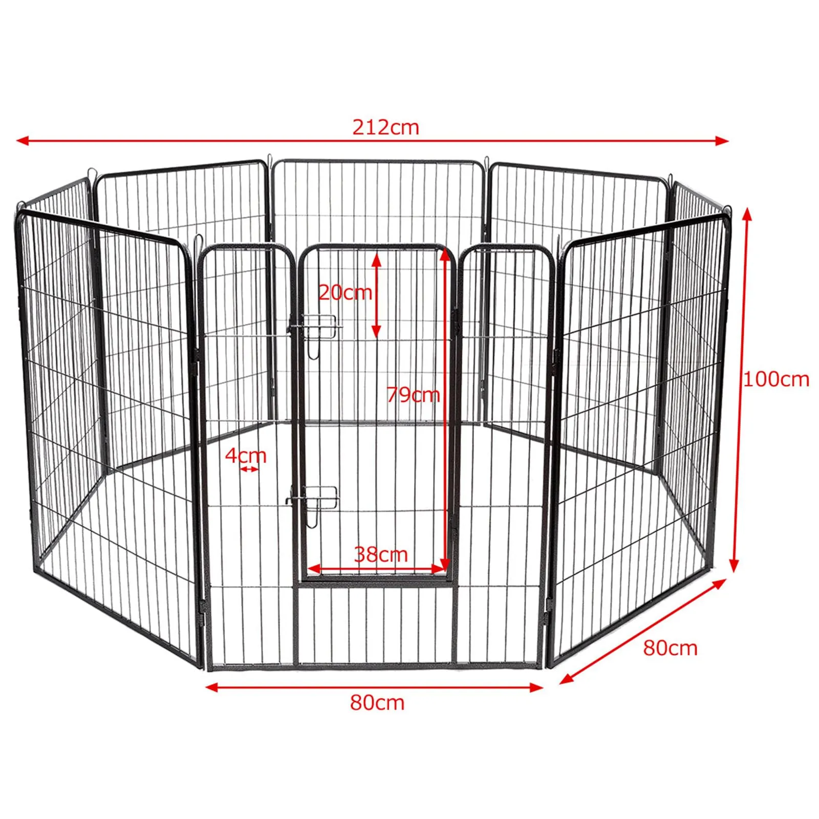 COSTWAY Recinto per Cani da Interno ed Esterno con 8 Pannelli di Metallo - immagine 7