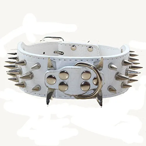 haoyueer Collare per cani affilato con borchie a spillo, larghezza 5 cm, elegante collare in pelle per cani di taglia media e grande Pitbull, labrador, pugile Rottweiler pastore tedesco - immagine 1