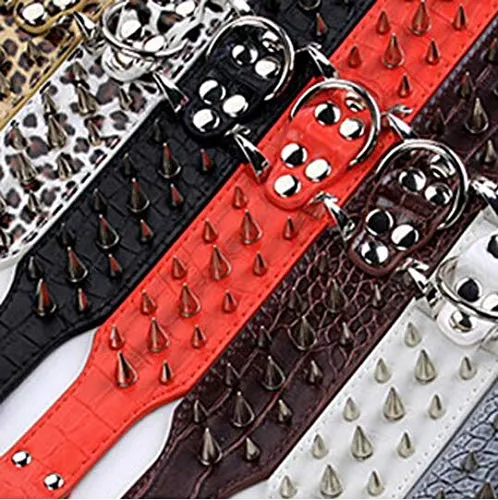 haoyueer Collare per cani affilato con borchie, larghezza 5 cm, elegante, in pelle, per cani di taglia media e grande Pitbull, Labrador, Boxer Rottweiler Pastore Tedesco - immagine 2