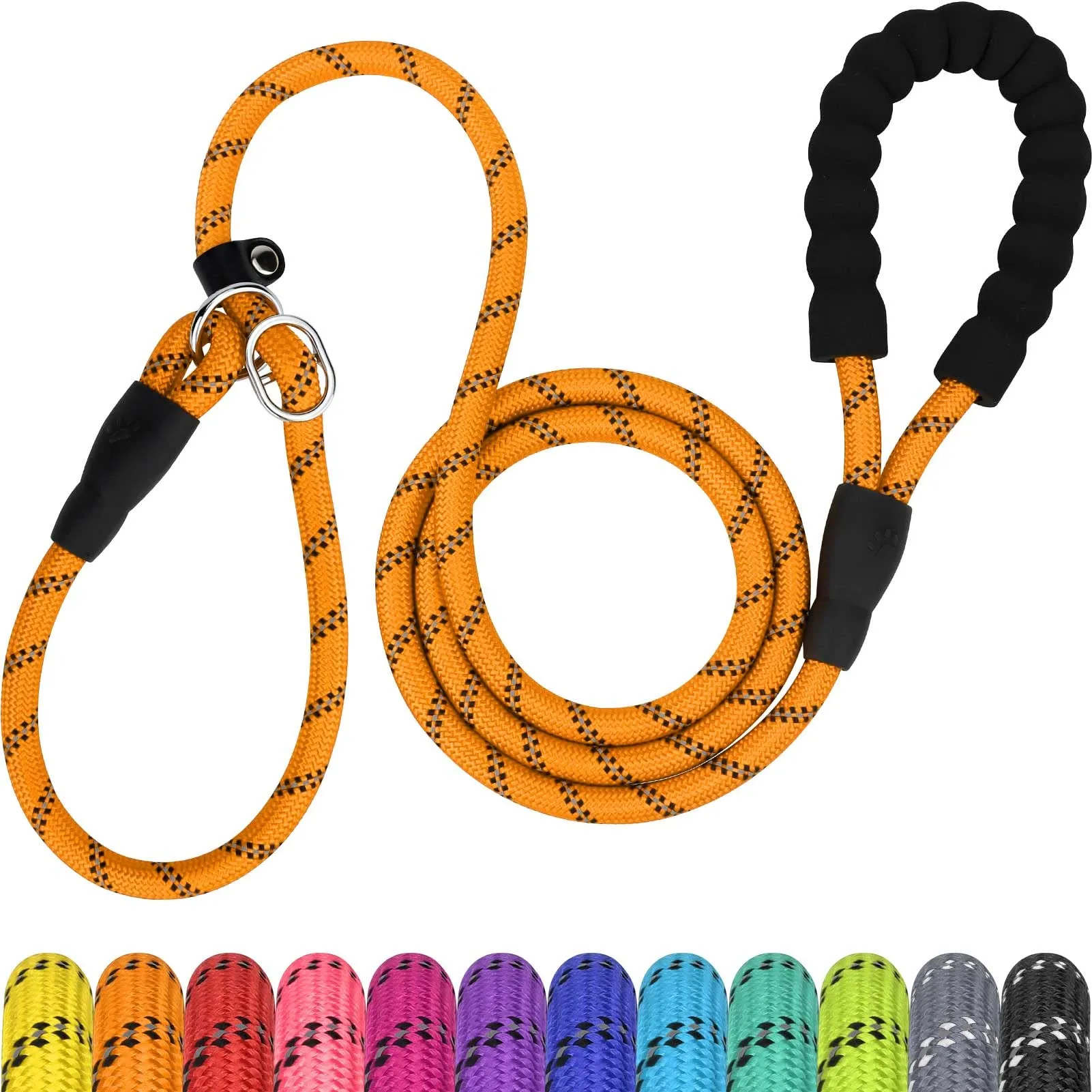 TagME Riflessivo Guinzaglio per Cani Taglia Media,Guinzaglio Retriever, Guinzaglio Addestramento per Cani,Ø10mm x 185cm,Arancia - immagine 1