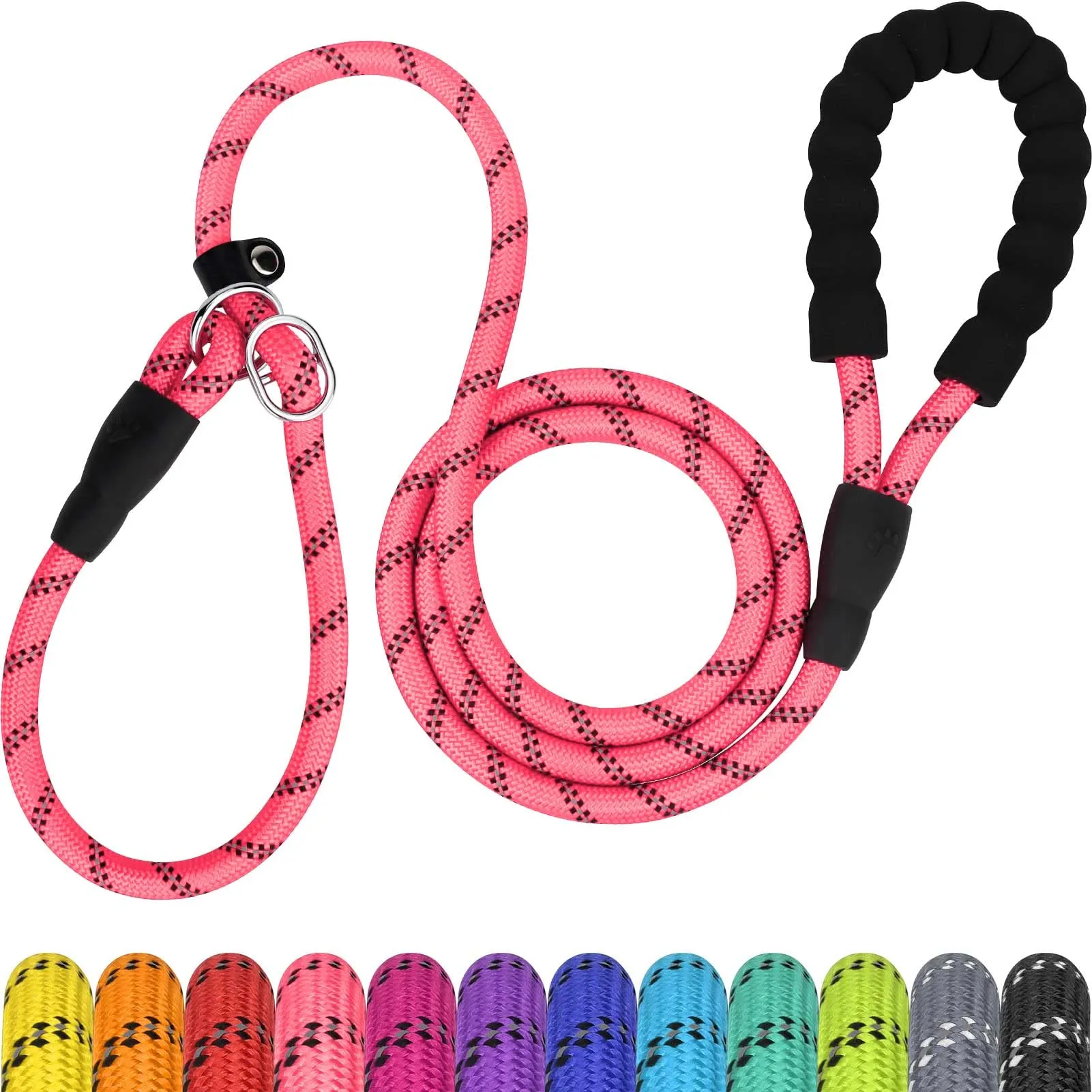 TagME Riflessivo Guinzaglio per Cani Taglia Piccola,Guinzaglio Retriever, Guinzaglio Addestramento per Cani,Ø8mm x 185cm,Rosa - immagine 1