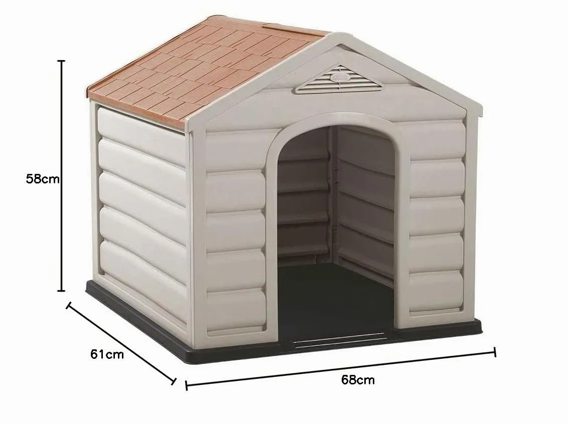 Happy House Cuccia per Cani in Resina PLASTICA Puppy Taglia Media Medium 61X68X58 CM Beige con Tetto Rosso - immagine 2