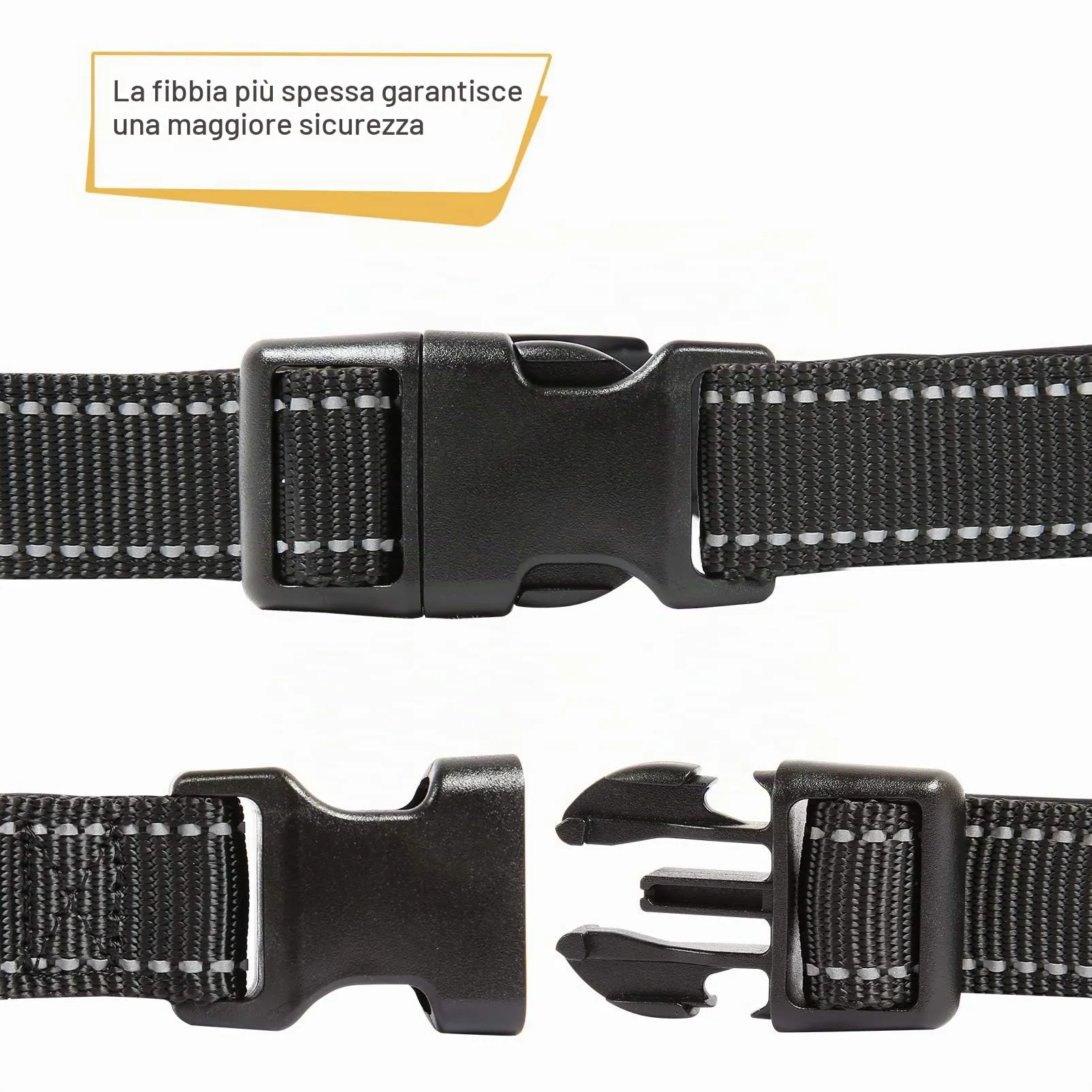 HEELE Collare per Cani, Collare Cane Riflettente Imbottito Nylon Regolabile Traspirante Collari per Cani, Nero, S(26-38cm) - immagine 4