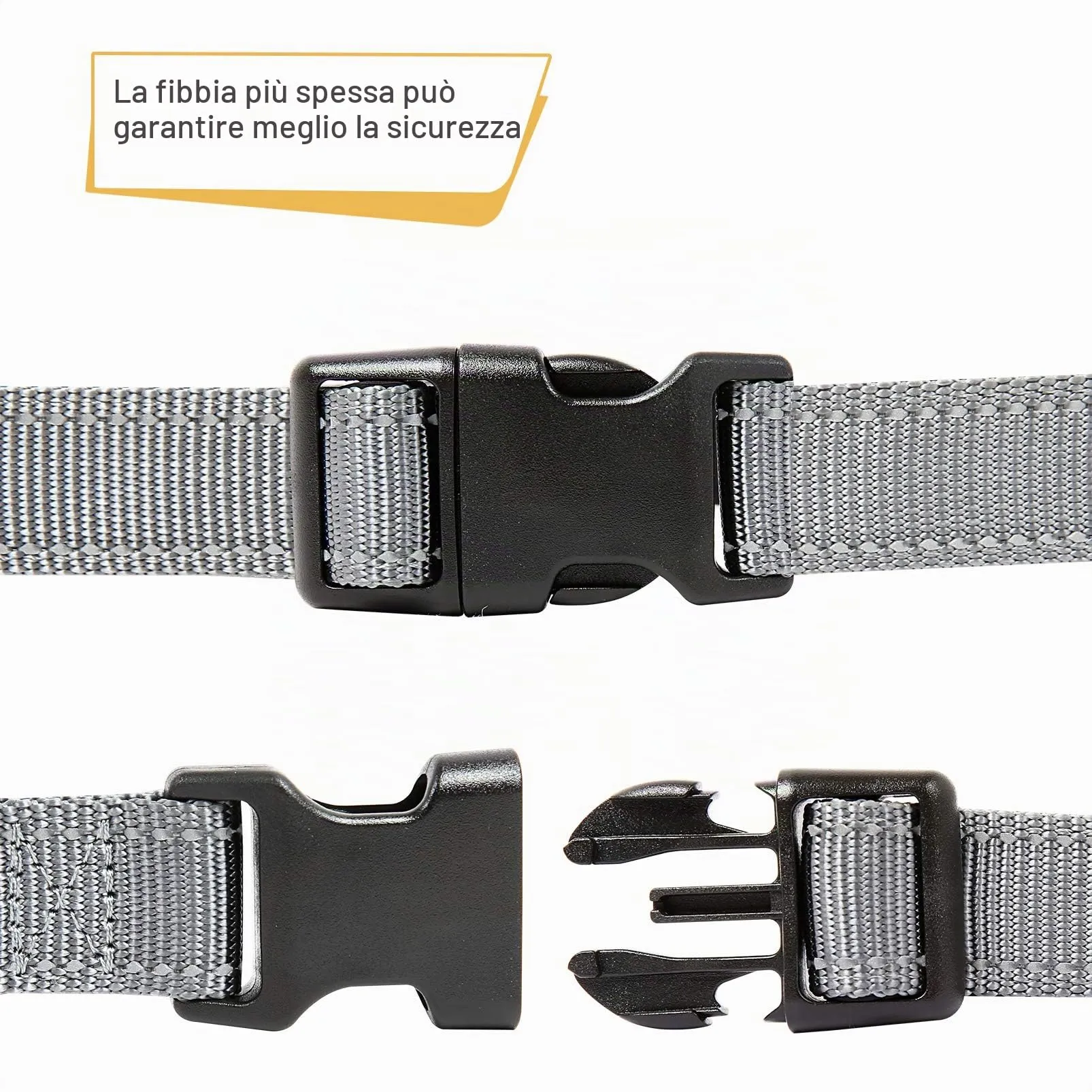 HEELE Collare per Cani, Collare Cane Riflettente Imbottito Nylon Regolabile Traspirante Collari per Cani di Taglia Media, Grigio, M(34-52cm) - immagine 6