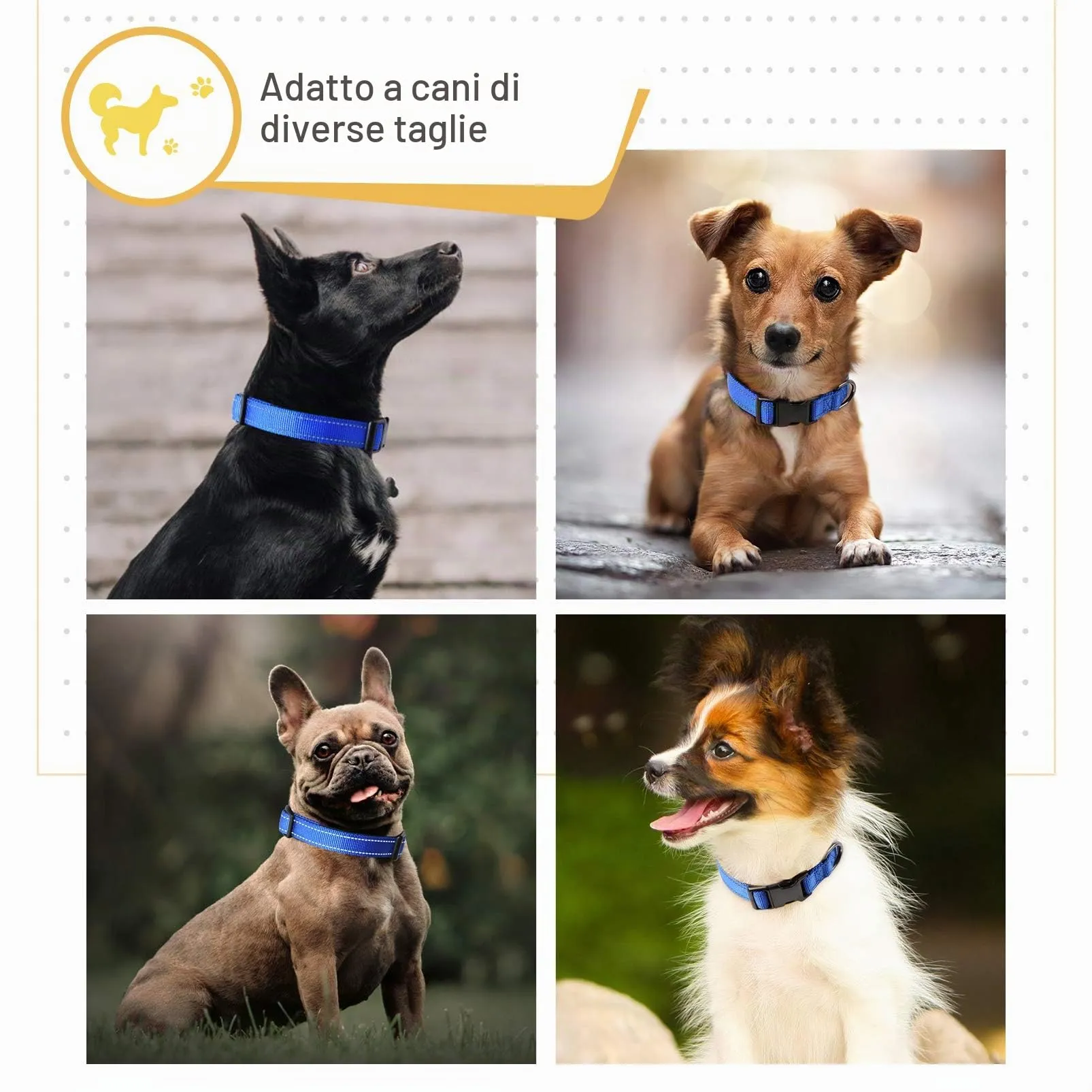 HEELE Collare per Cani, Collare Cane Riflettente Imbottito Nylon Regolabile Traspirante Collari per Cani di Taglia Piccola, Blu Scuro, S(26-38cm) - immagine 3