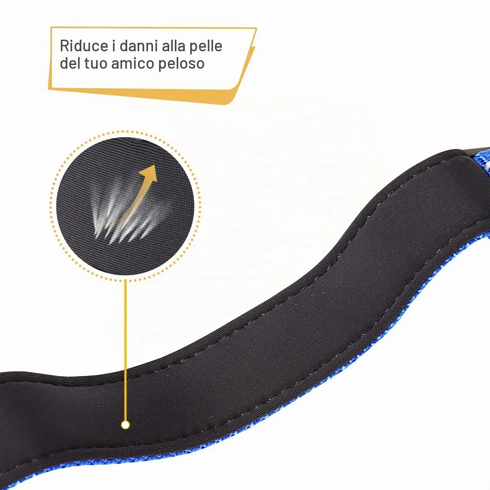 HEELE Collare per Cani, Collare Cane Riflettente Imbottito Nylon Regolabile Traspirante Collari per Cani di Taglia Media, Blu Scuro, M(34-52cm) - immagine 5