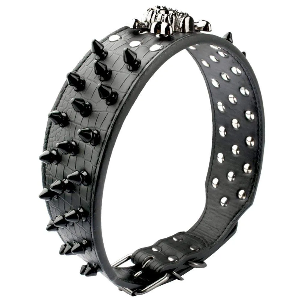 haoyueer Collare per cani con borchie a spillo, larghezza 5 cm, elegante collare per cani di taglia media e grande Pitbull e Labrador, Boxer Rottweiler, pastore tedesco - immagine 5
