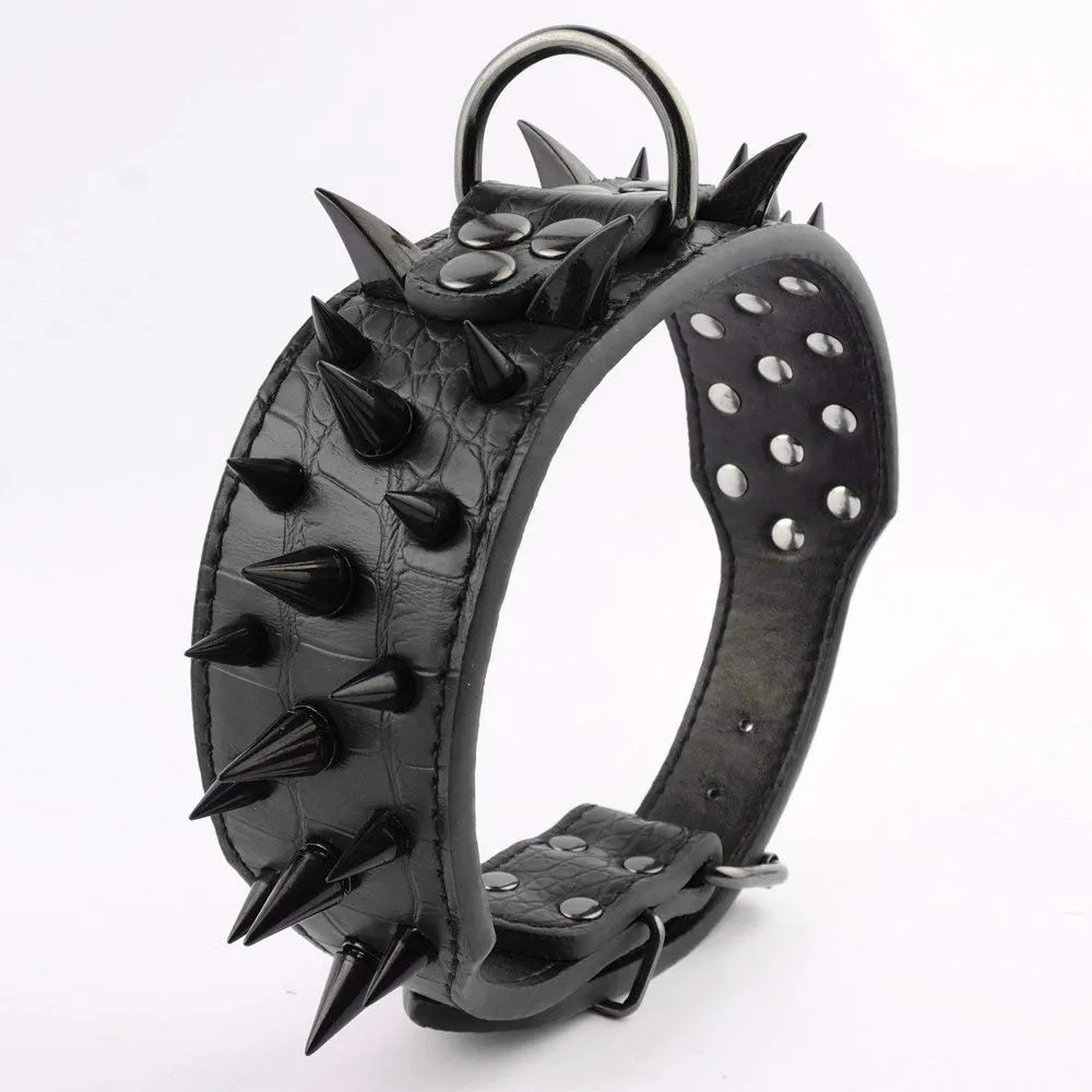 haoyueer Collare per cani con borchie a spillo, larghezza 5,5 cm, elegante collare per cani di taglia media e grande Pitbull - immagine 4