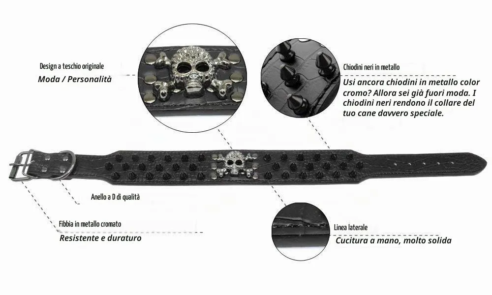 haoyueer Collare per cani affilato con borchie a spillo, larghezza 5 cm, elegante collare in pelle per cani di taglia media e grande Pitbull, labrador, pugile Rottweiler pastore tedesco - immagine 6