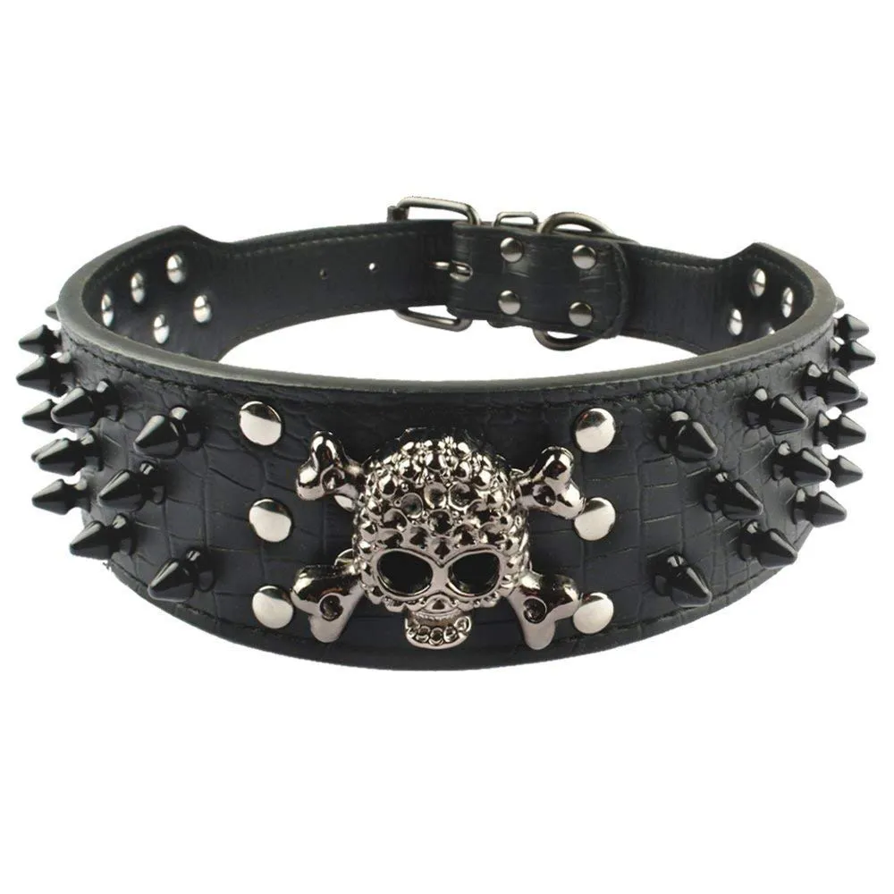 haoyueer Collare per cani con borchie a spillo, larghezza 5 cm, elegante collare per cani di taglia media e grande Pitbull e Labrador, Boxer Rottweiler, pastore tedesco - immagine 1