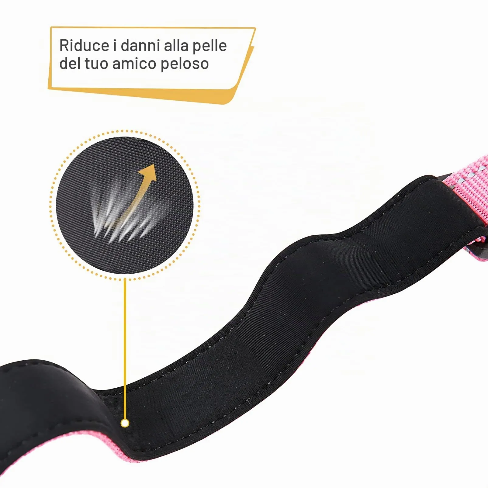 HEELE Collare per Cani, Collare Cane Riflettente Imbottito Nylon Regolabile Traspirante Collari per Cani di Taglia Media, Pink, M(34-52cm) - immagine 3
