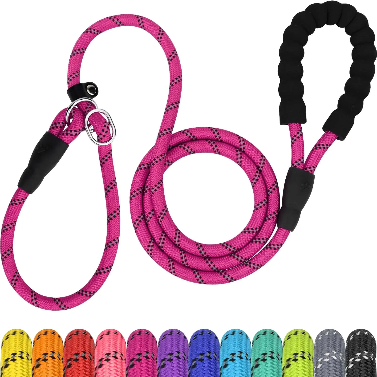 TagME Riflessivo Guinzaglio per Cani Taglia Grande,Guinzaglio Retriever,Guinzaglio Addestramento per Cani,Ø12mm x 185cm,Rosa Caldo - immagine 1