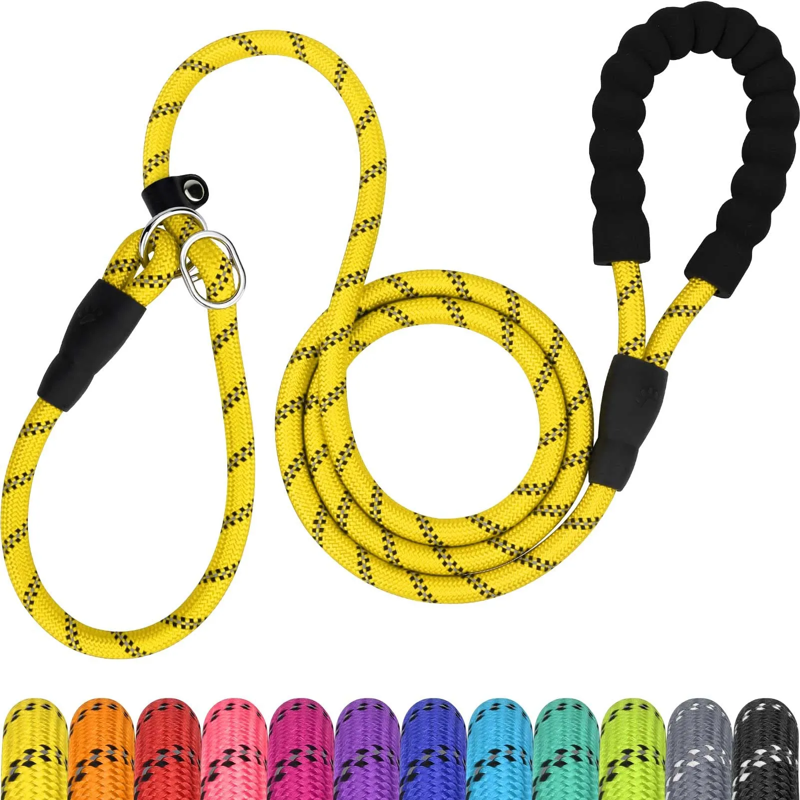 TagME Riflessivo Guinzaglio per Cani Taglia Grande,Guinzaglio Retriever,Guinzaglio Addestramento per Cani,Ø12mm x 185cm,Giallo - immagine 1