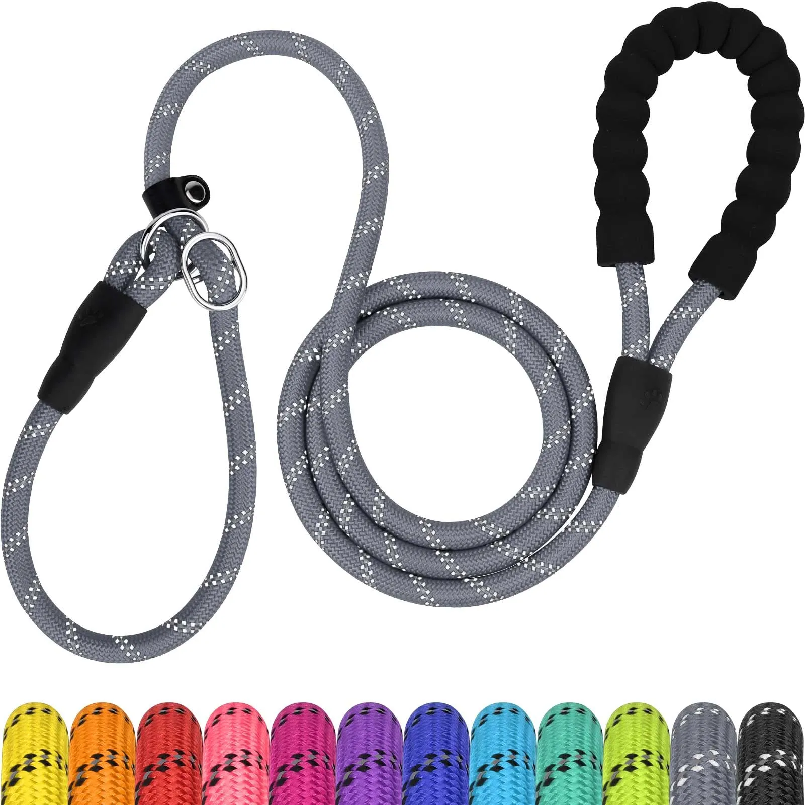 TagME Riflessivo Guinzaglio per Cani Taglia Media,Guinzaglio Retriever, Guinzaglio Addestramento per Cani,Ø10mm x 185cm,Grigio - immagine 1