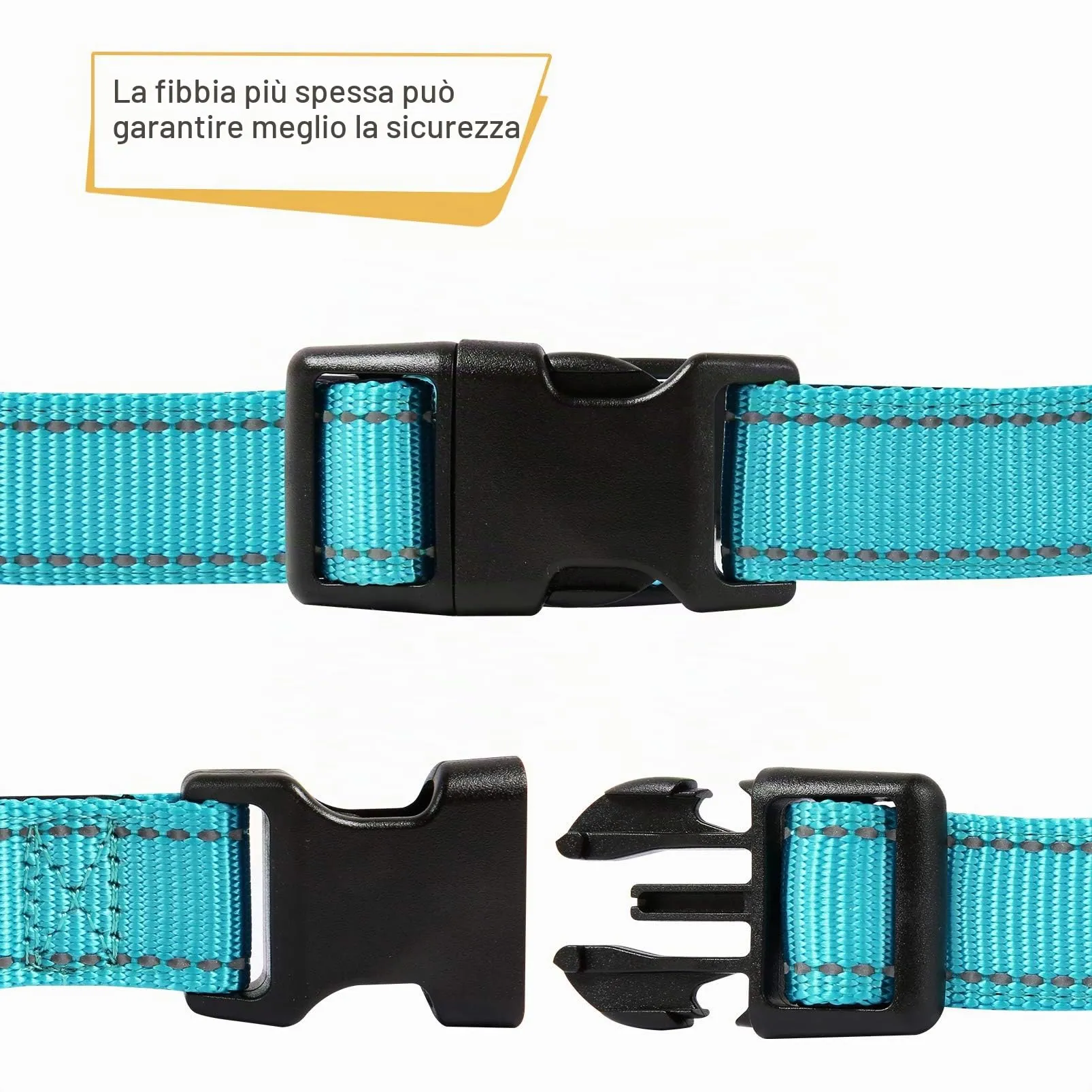 HEELE Collare per Cani, Collare Cane Riflettente Imbottito Nylon Regolabile Traspirante Collari per Cani, Blu, XS(20-30cm) - immagine 4