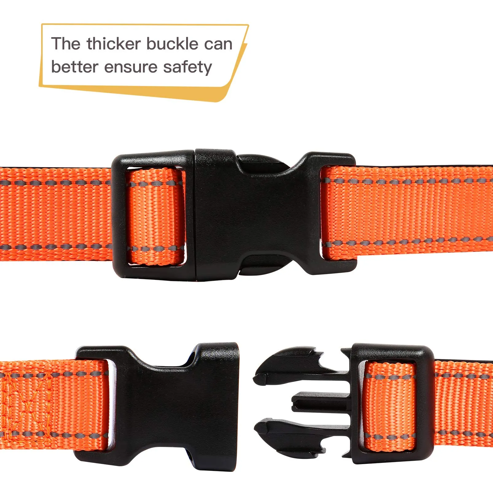 HEELE Collare per Cani, Collare Cane Riflettente Imbottito Nylon Regolabile Traspirante Collari per Cani, Arancione, XS(20-30cm) - immagine 4
