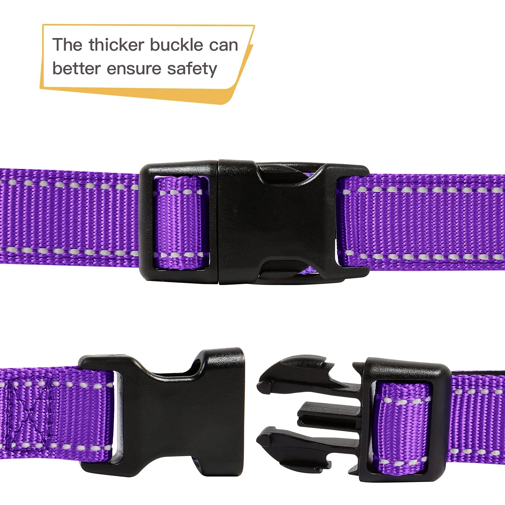 HEELE Collare per Cani, Collare Cane Riflettente Imbottito Nylon Regolabile Traspirante Collari per Cani, Viola, XS(20-30cm) - immagine 4