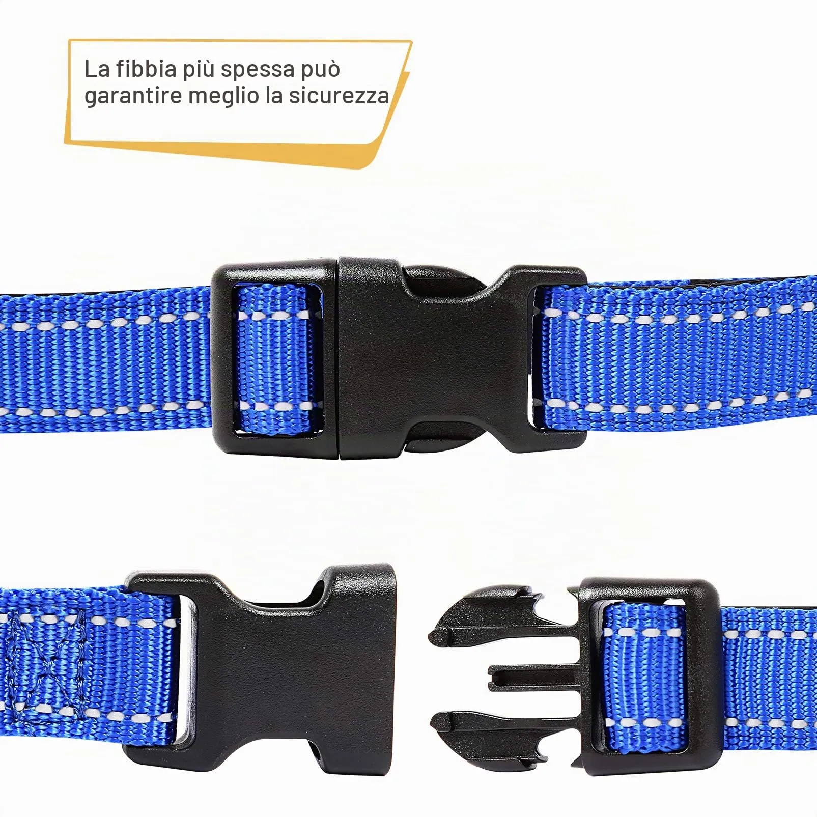 HEELE Collare per Cani, Collare Cane Riflettente Imbottito Nylon Regolabile Traspirante Collari per Cani, Blu Scuro, XS(20-30cm) - immagine 4