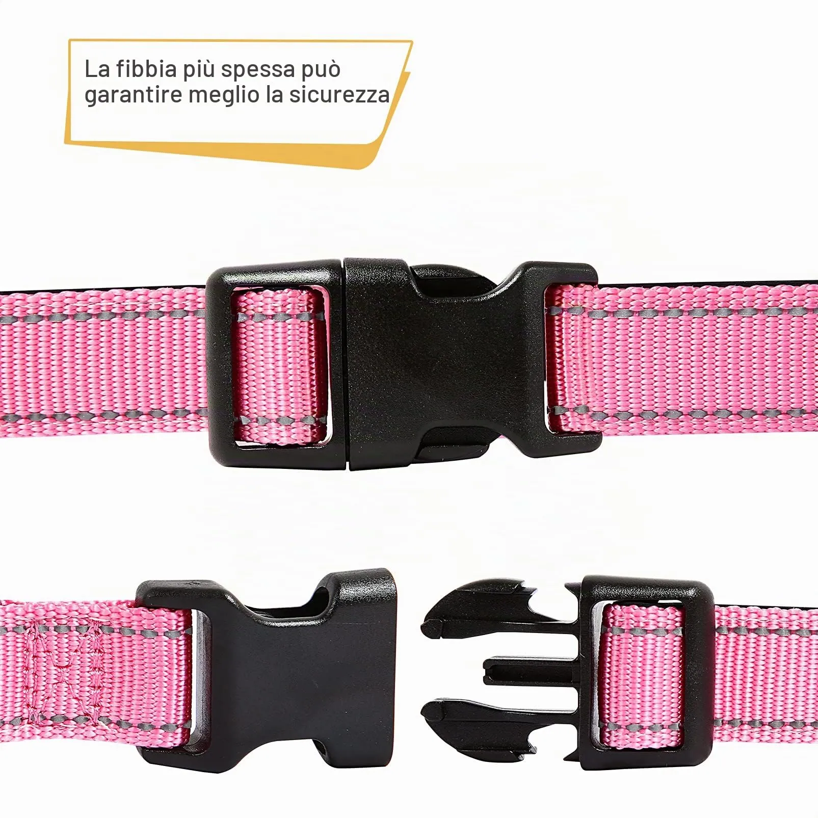 HEELE Collare per Cani, Collare Cane Riflettente Imbottito Nylon Regolabile Traspirante Collari per Cani, Pink, XS(20-30cm) - immagine 4