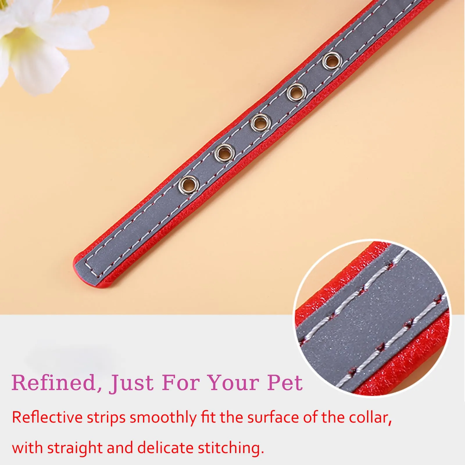 Yonsbox Collare Riflettente Personalizzato per Cani e Gatti, Collare in Microfibra Leggero e Durevole con Targhetta in Metallo Silenziosa, Sicurezza Notturna, Taglie XS-XXL - immagine 4